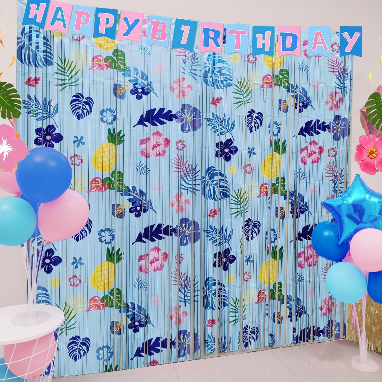 BEAF Hawaiian Element Birthday Backdrop Curtains