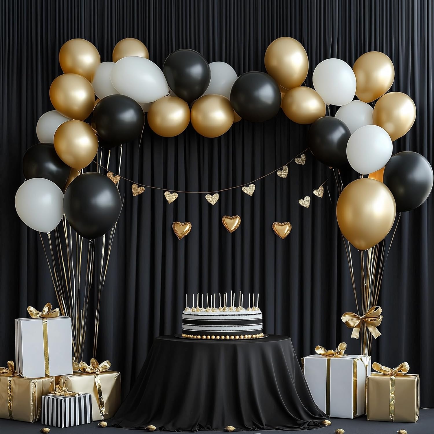 10ft x 12ft Wrinkle Free Black Backdrop Curtain 2 Panels