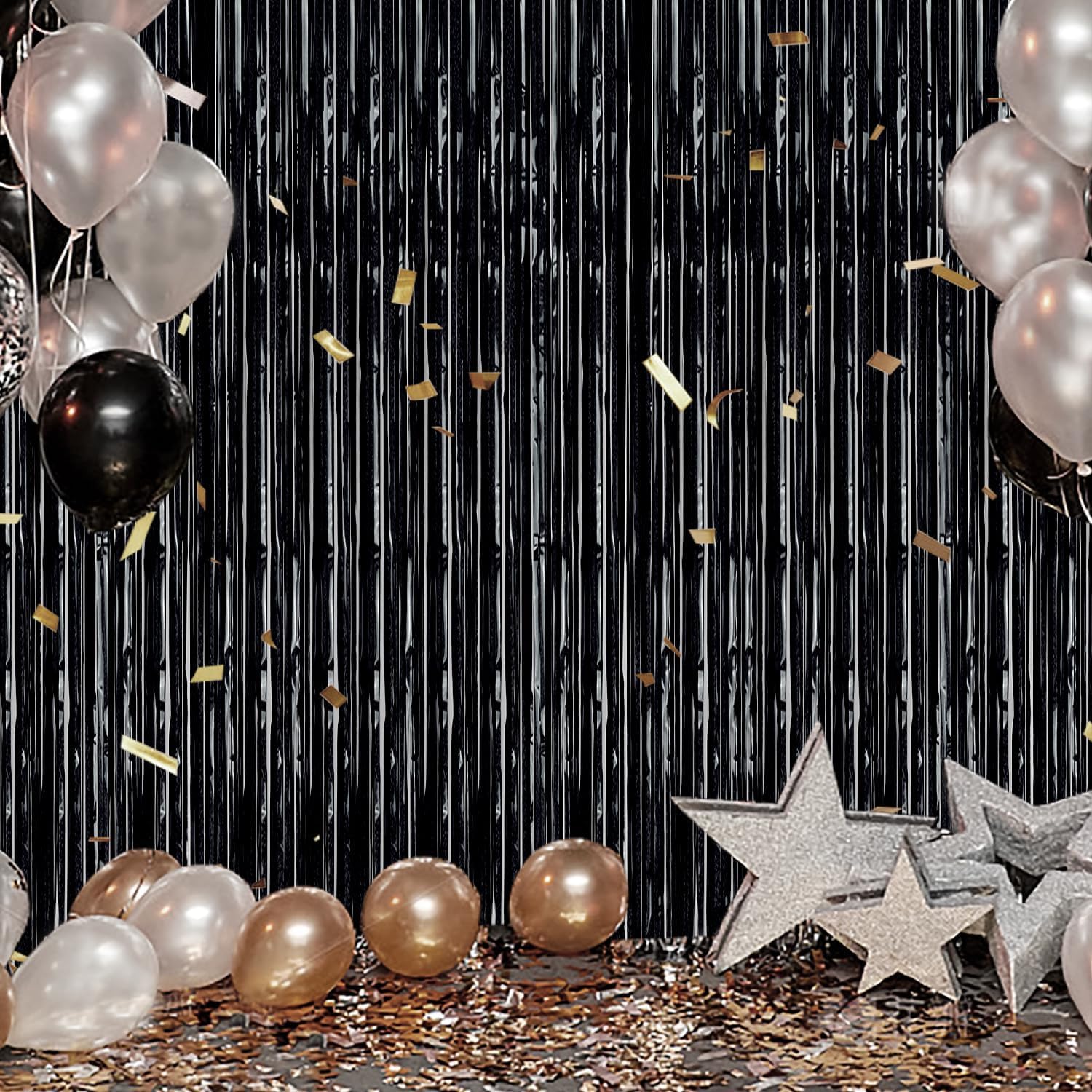 3 Pack Foil Fringe Curtains for Party Backdrops