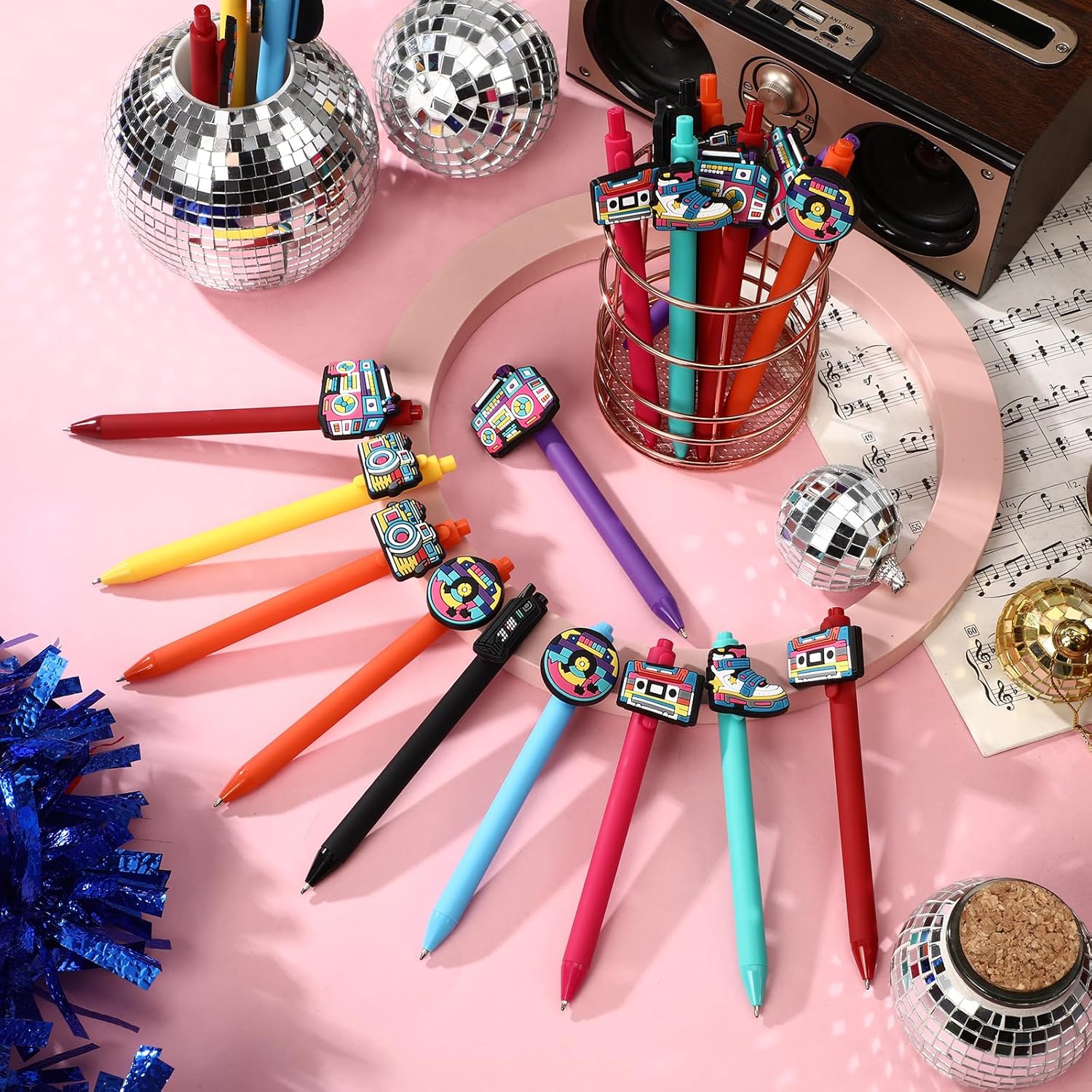 20 Pcs Retro 80s 90s Music Themed Ballpoint Pens