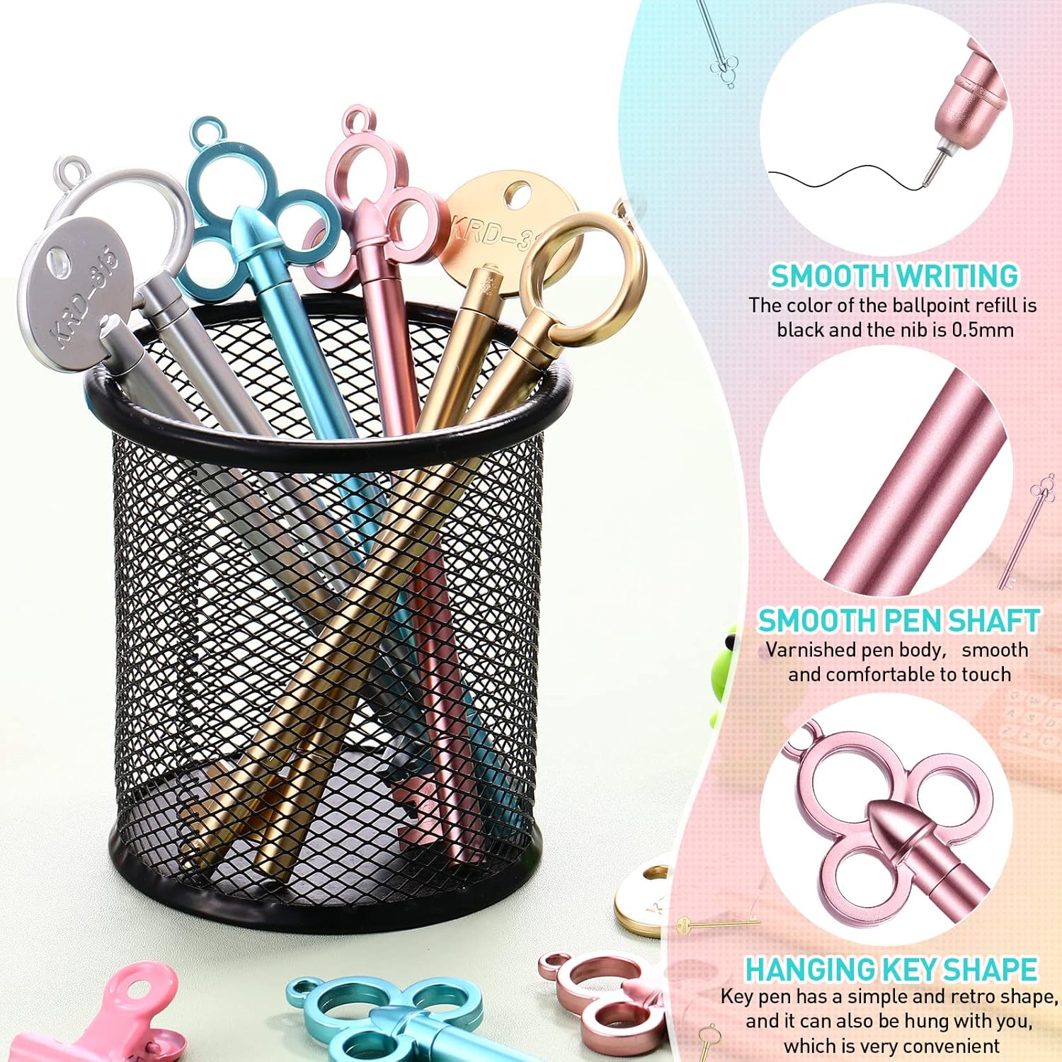 Thenshop 96 Pcs Retro Key Shape Gel Pens