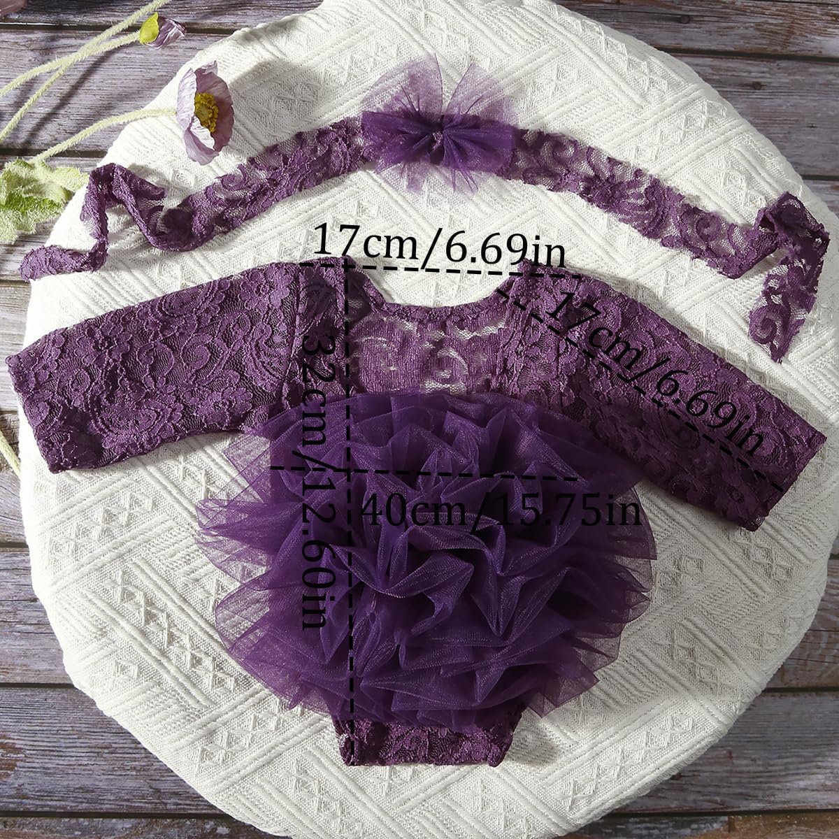 Vomdrok Newborn Girl Photography Romper with Headband