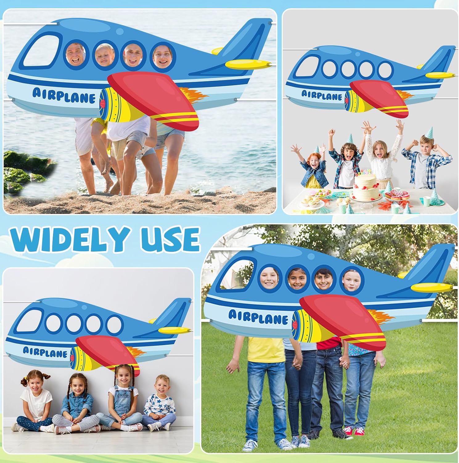 Airplane Photo Prop Selfie Frame Birthday Party Decor 74x30in