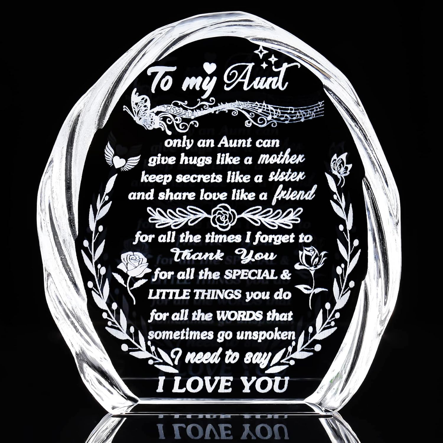 Crystal Keepsake Plaque for Aunt - Gifted by Niece Nephew