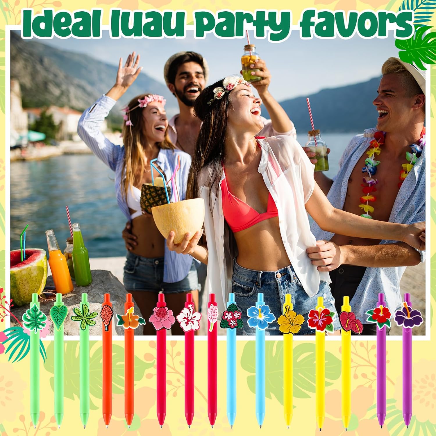 30 Hawaiian Luau Ballpoint Pens Summer Party Favors Gift Set