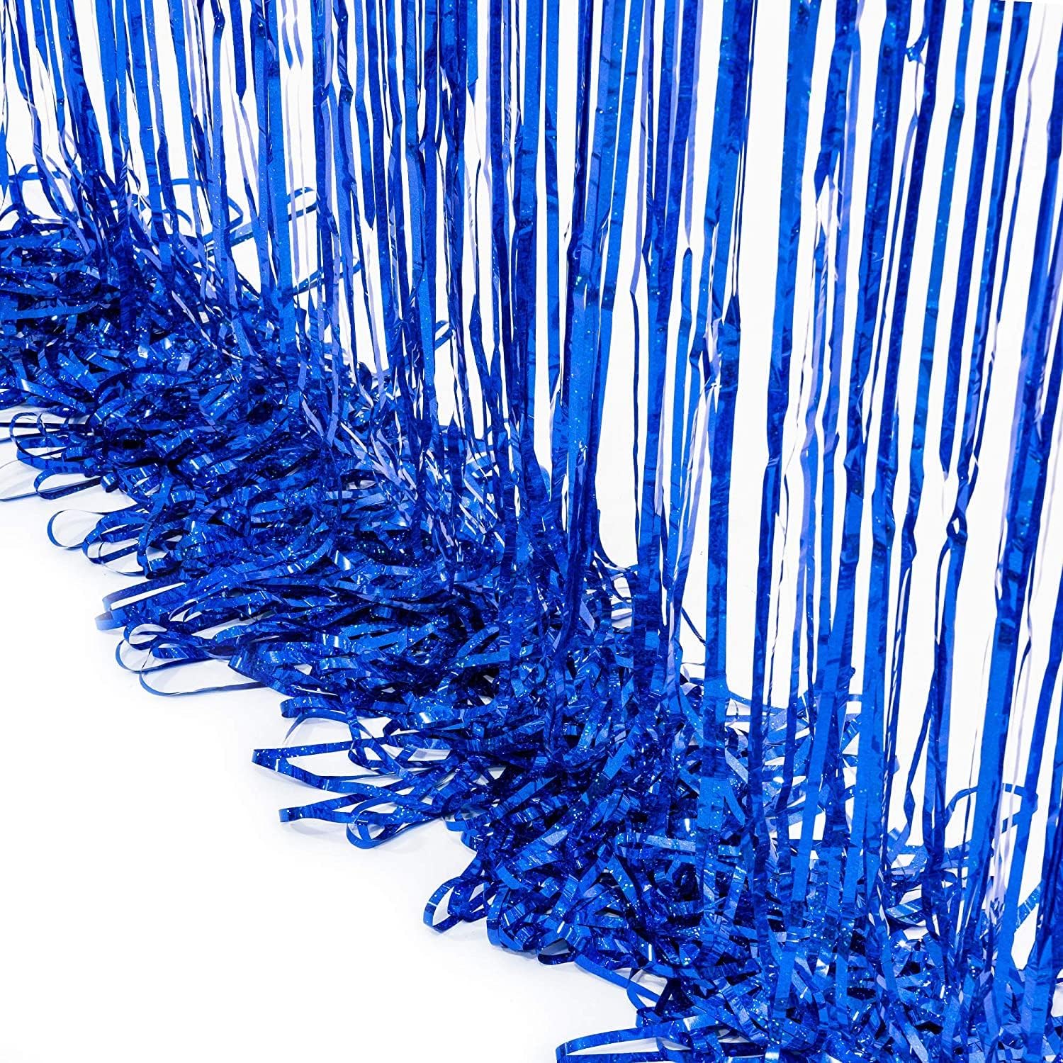BRAVESHINE Blue Tinsel Foil Fringe Curtains 2Pcs