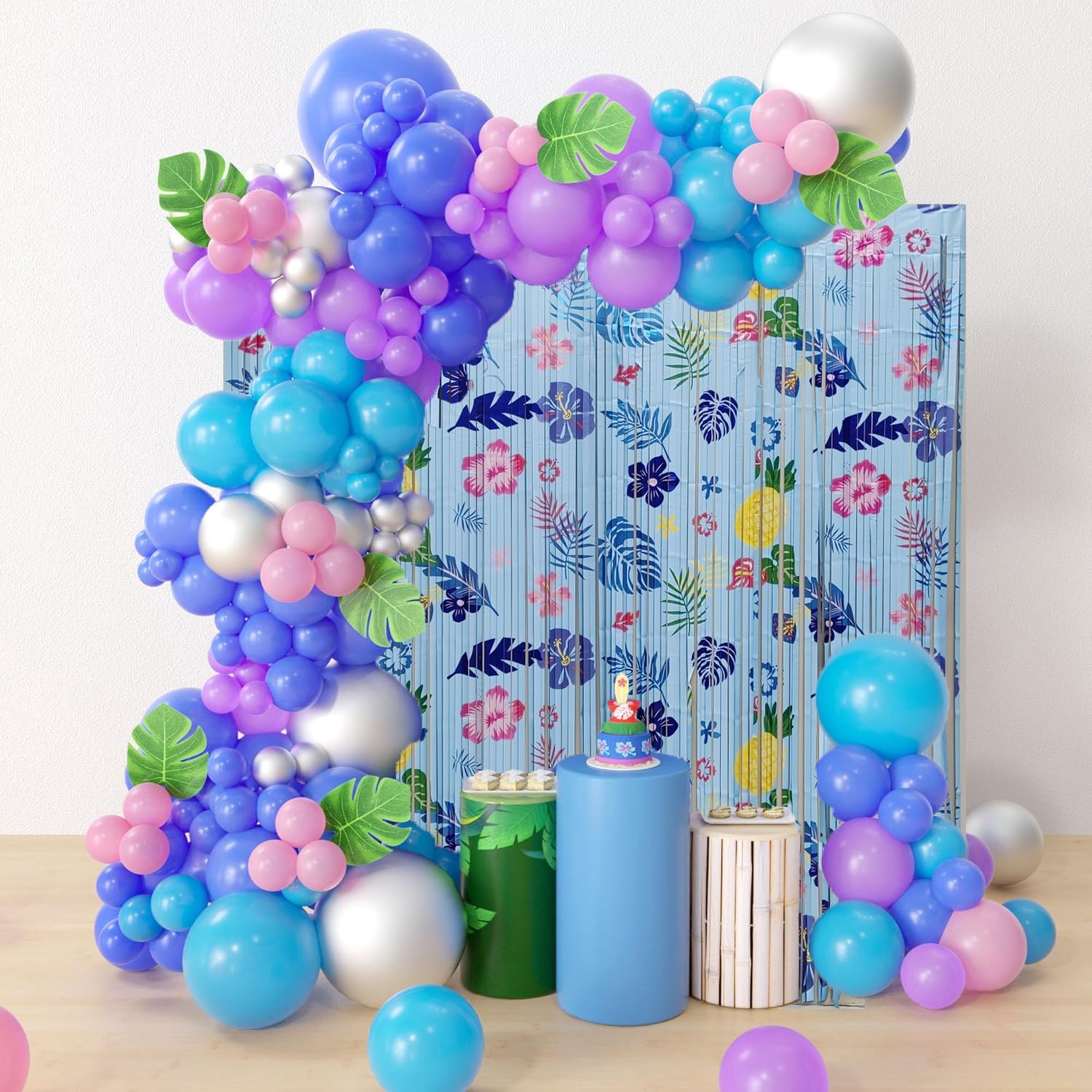 BEAF Hawaiian Element Birthday Backdrop Curtains