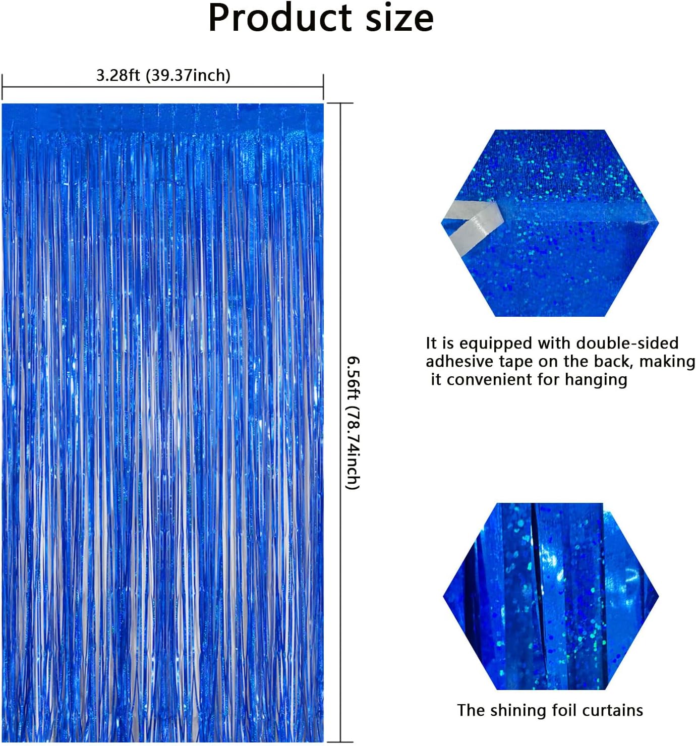 Navy Blue Foil Fringe Backdrop for Party Decorations