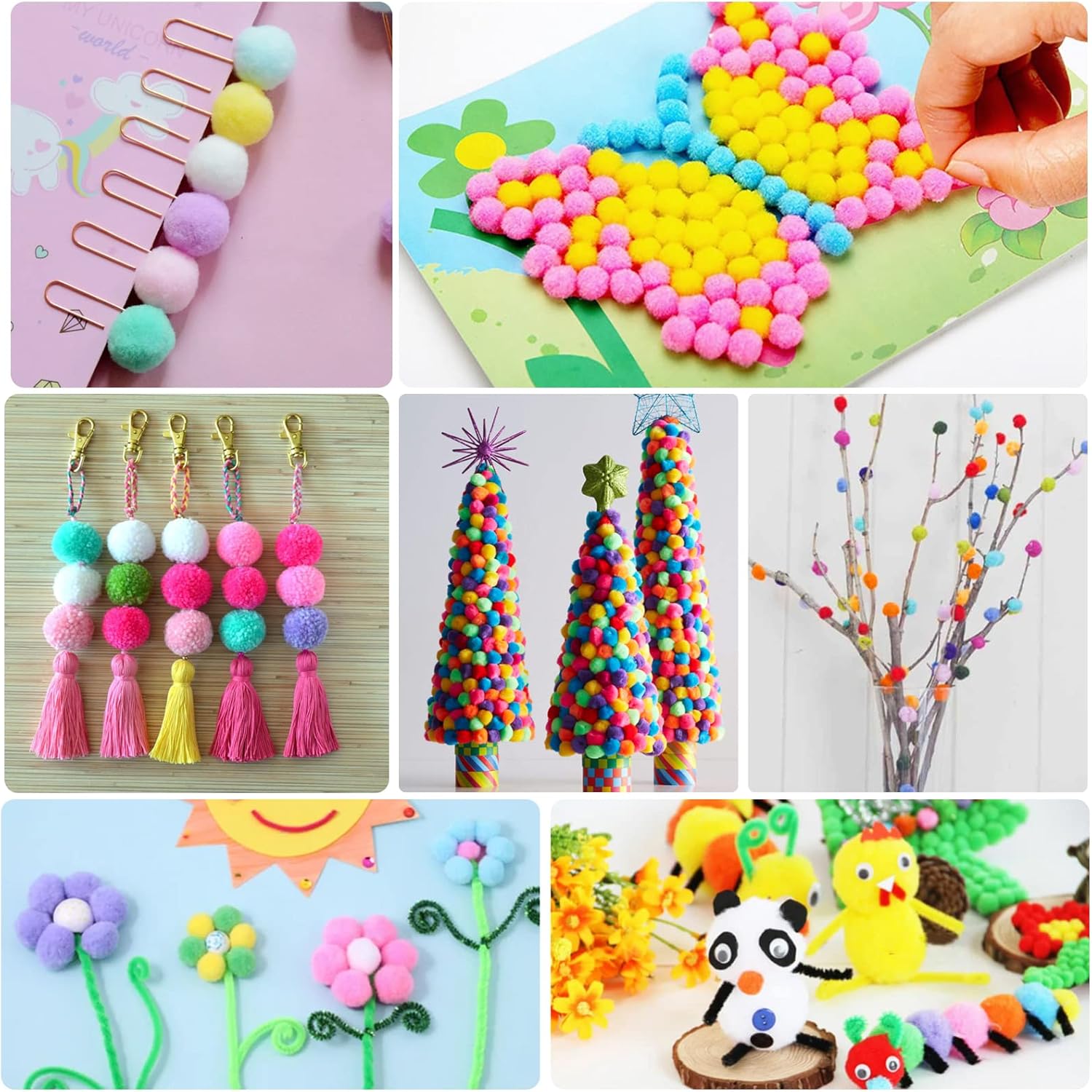 Phinus 900PCS Multicolor Pom Poms for Crafts