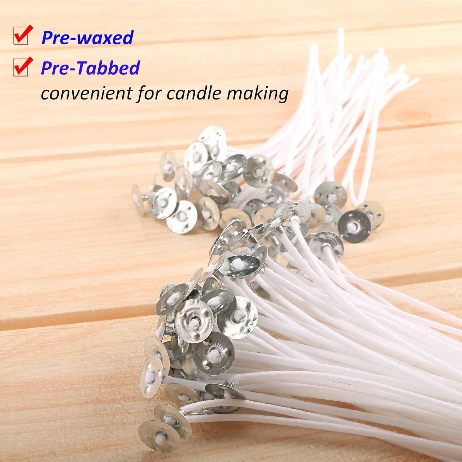 MILIVIXAY 300pcs Cotton Candle Wicks Kit with Stickers and Holders