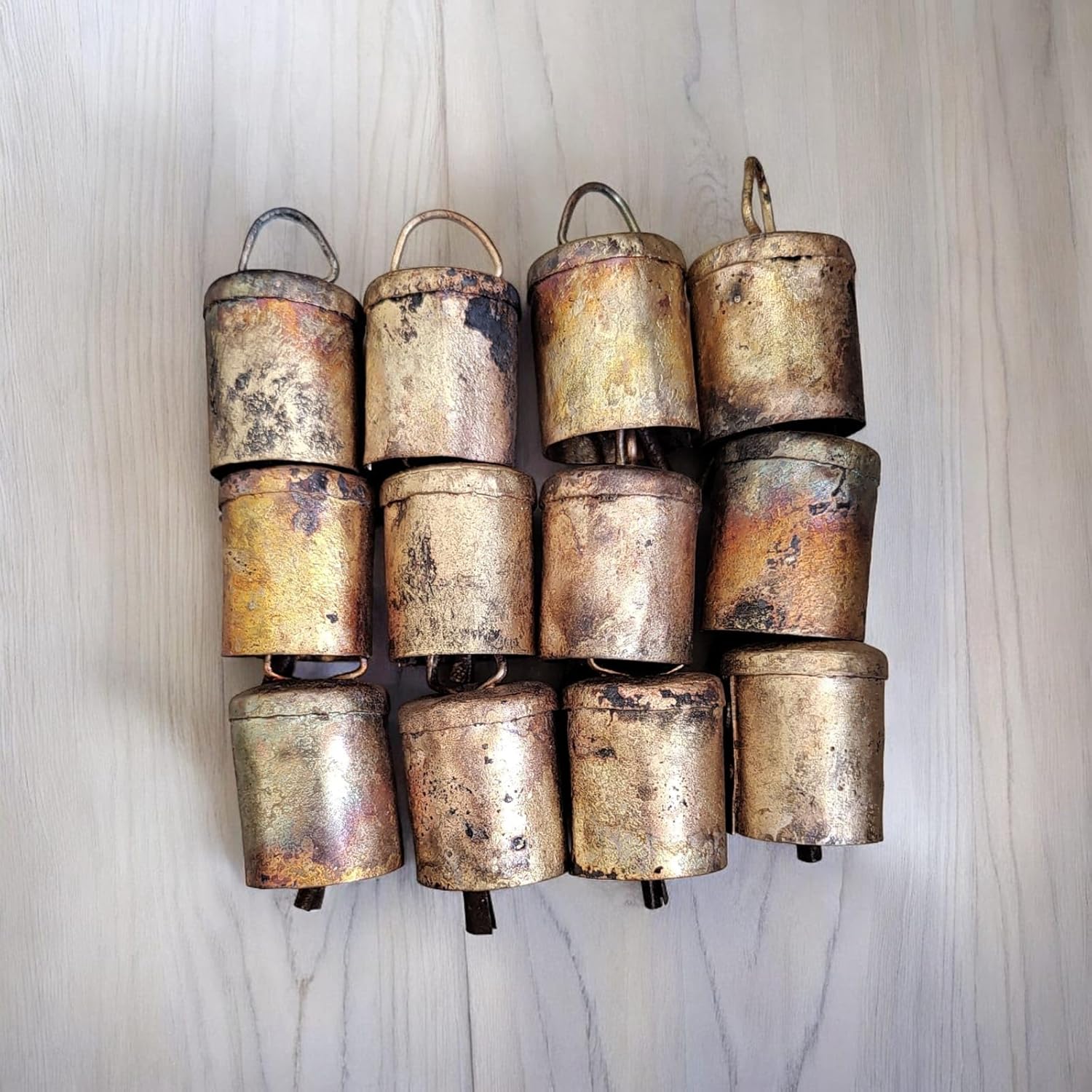 Rustic Iron Bells 2-Inch Set of 12 Antique Gold