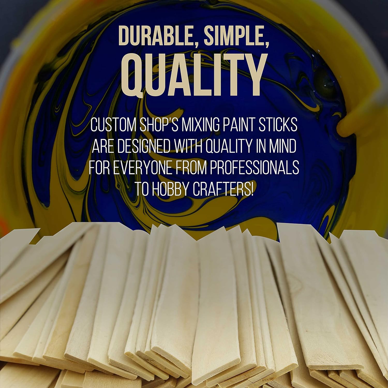 Custom Shop Paint Sticks - 100 Sticks 12 Inch Premium Wood Stirrers