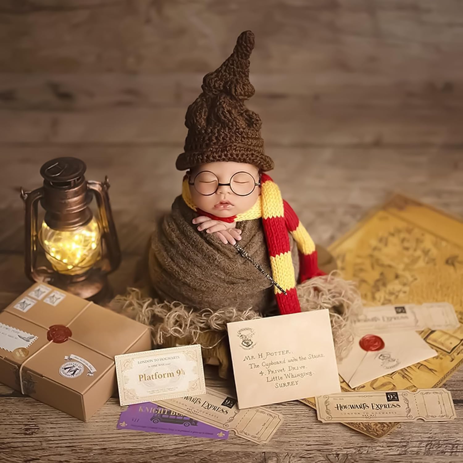 4PCS Newborn Wizard Costume Props Set
