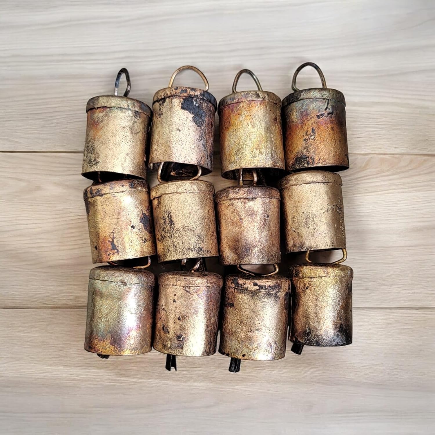 Rustic Iron Bells 2-Inch Set of 12 Antique Gold