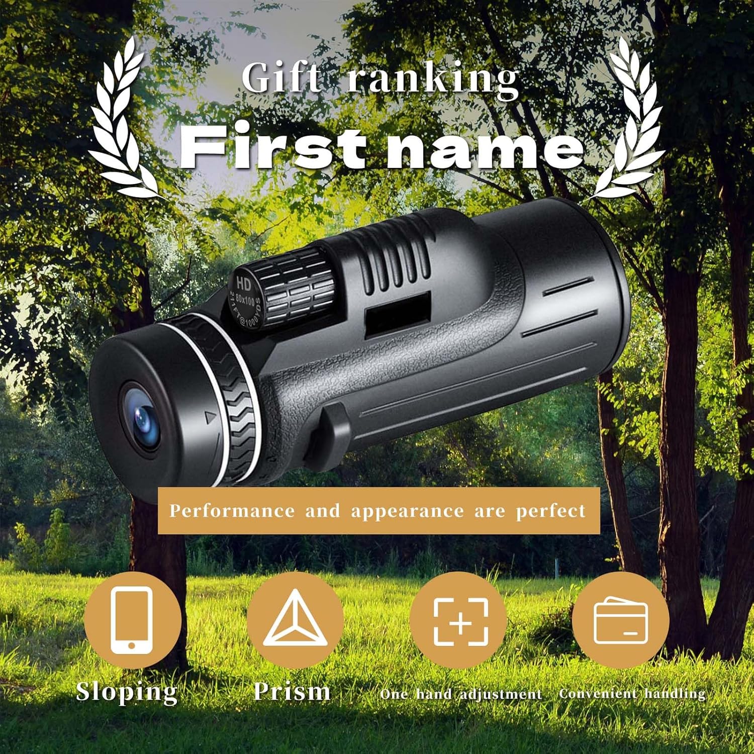 80x100 HD Monocular Telescope with Tripod and Phone Holder