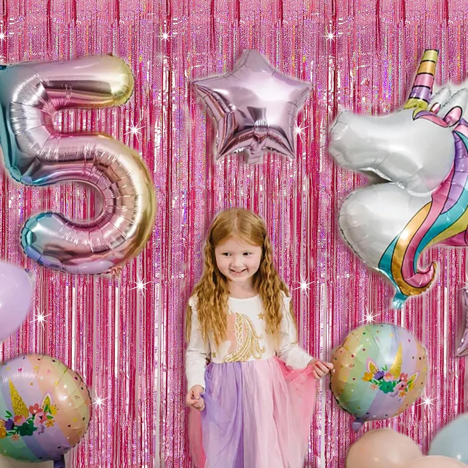 3 Pack Pink Foil Curtain Backdrop Decorations