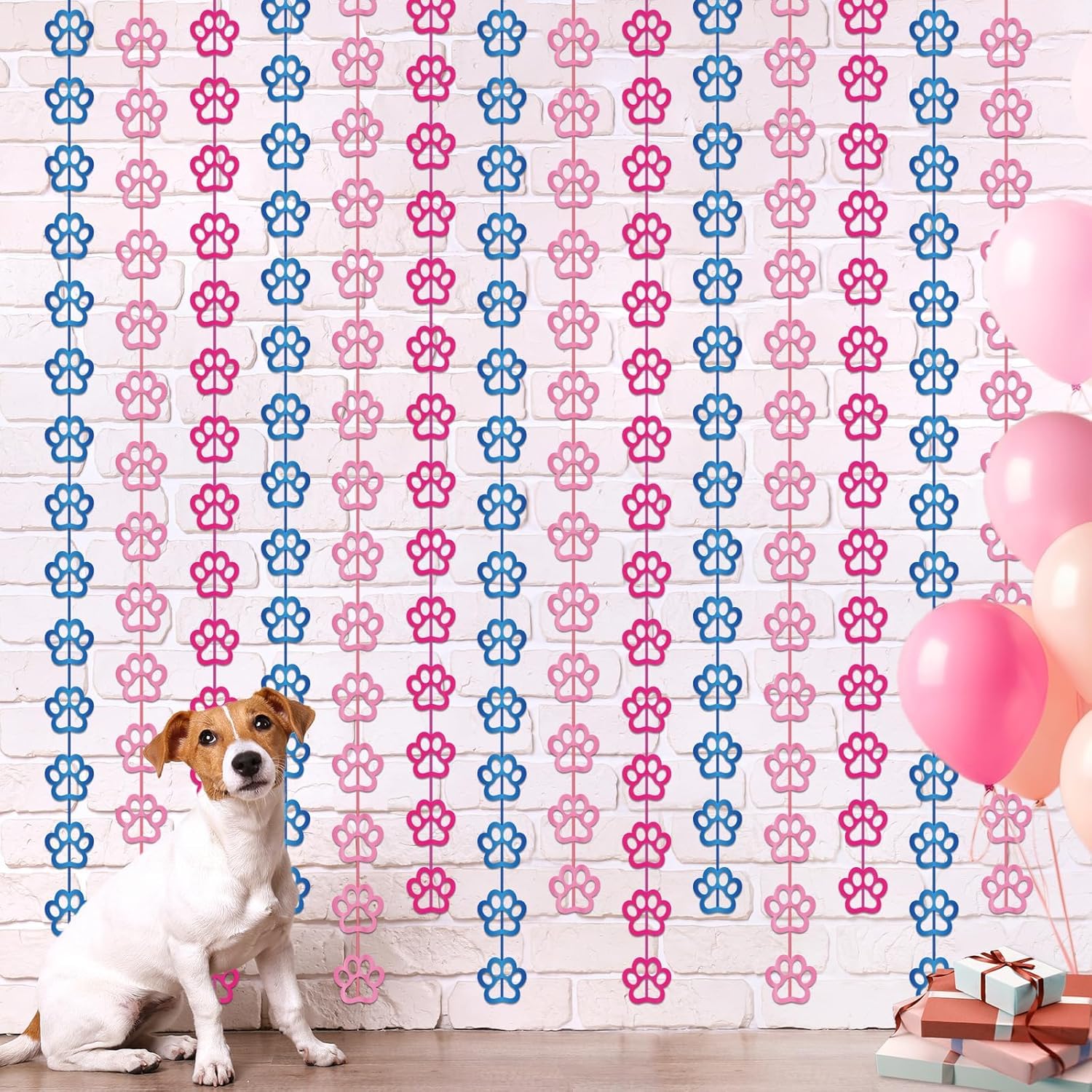 2 Pack Paw Birthday Decorations Blue and Pink