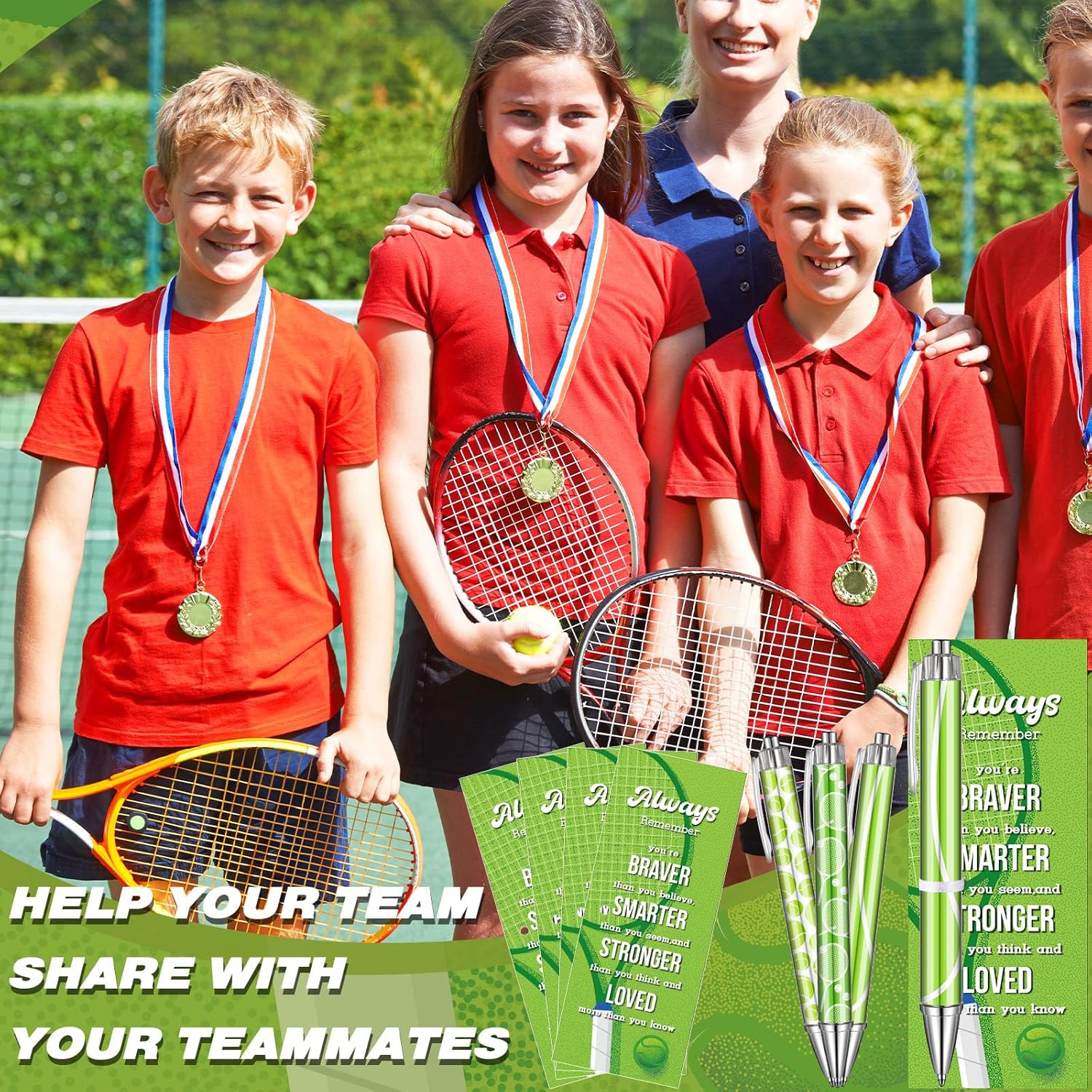 60 Pcs Tennis Party Favors Set with Pens and Cards