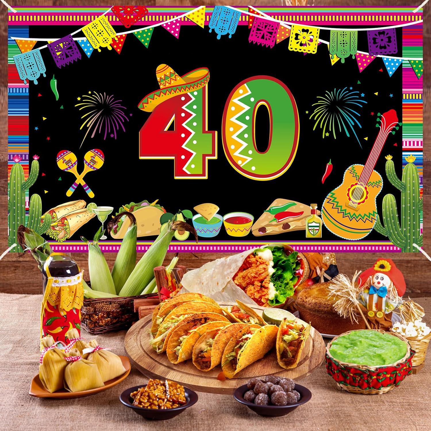 Happy 40th Birthday Banner Backdrop Decor for Men Women