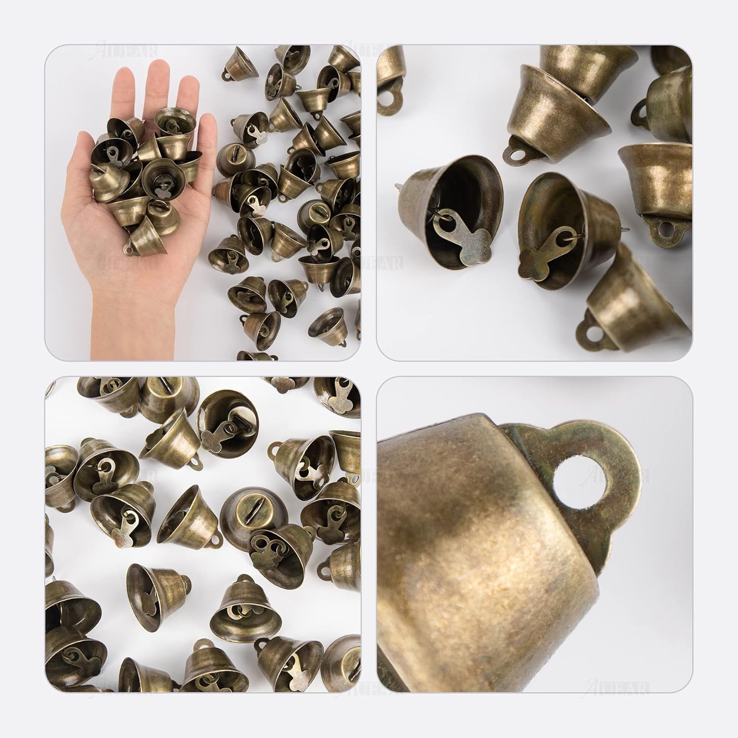 AUEAR 60 Pack Bronze Mini Jingle Bells 26mm Craft Decorations