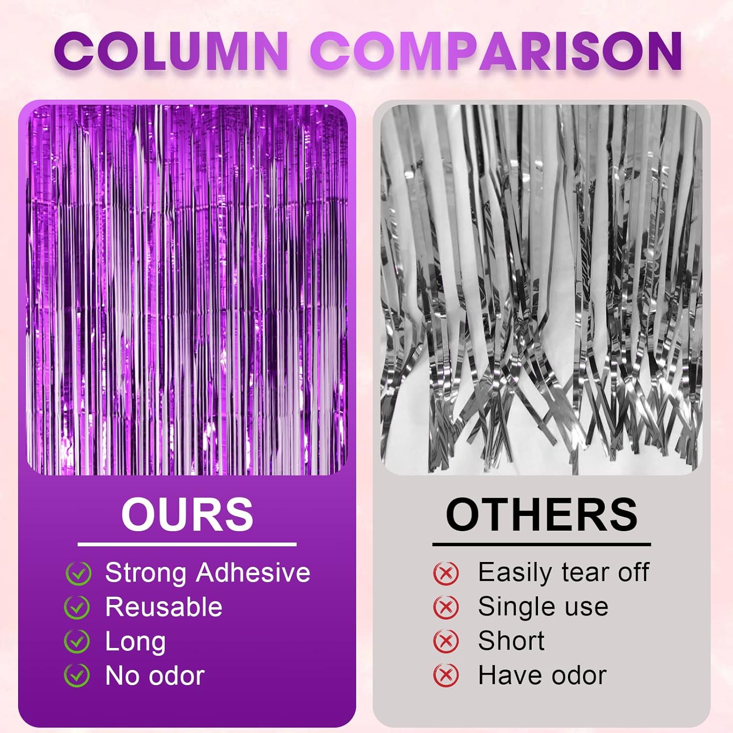 3 Pack Purple Foil Fringe Backdrop Curtains for Parties