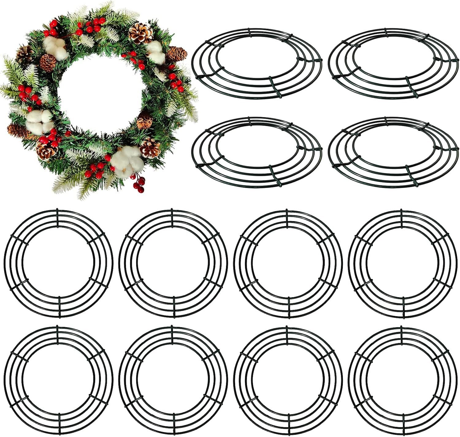 12 Pack 12 Inch Metal Wreath Frames Green