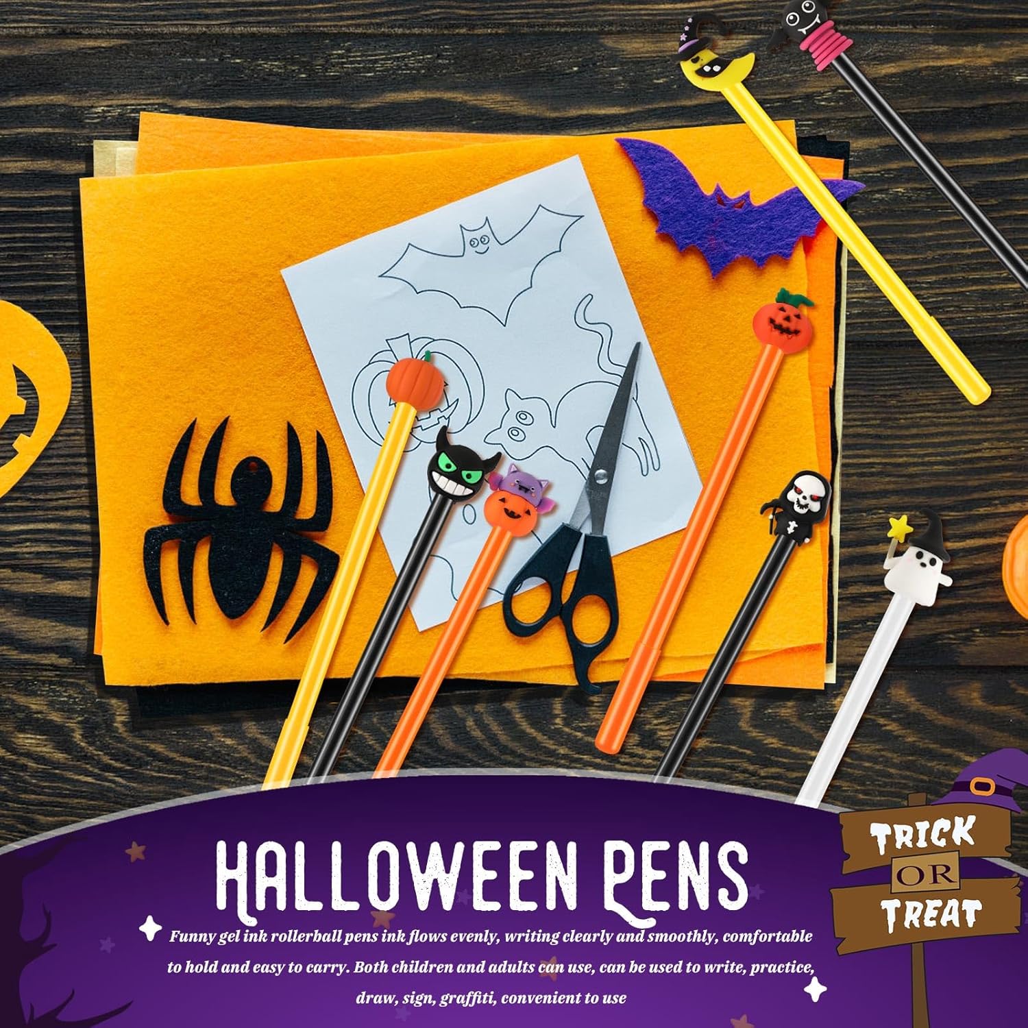 SANNIX 20pc Halloween Cartoon Gel Pens for Kids Party Favors