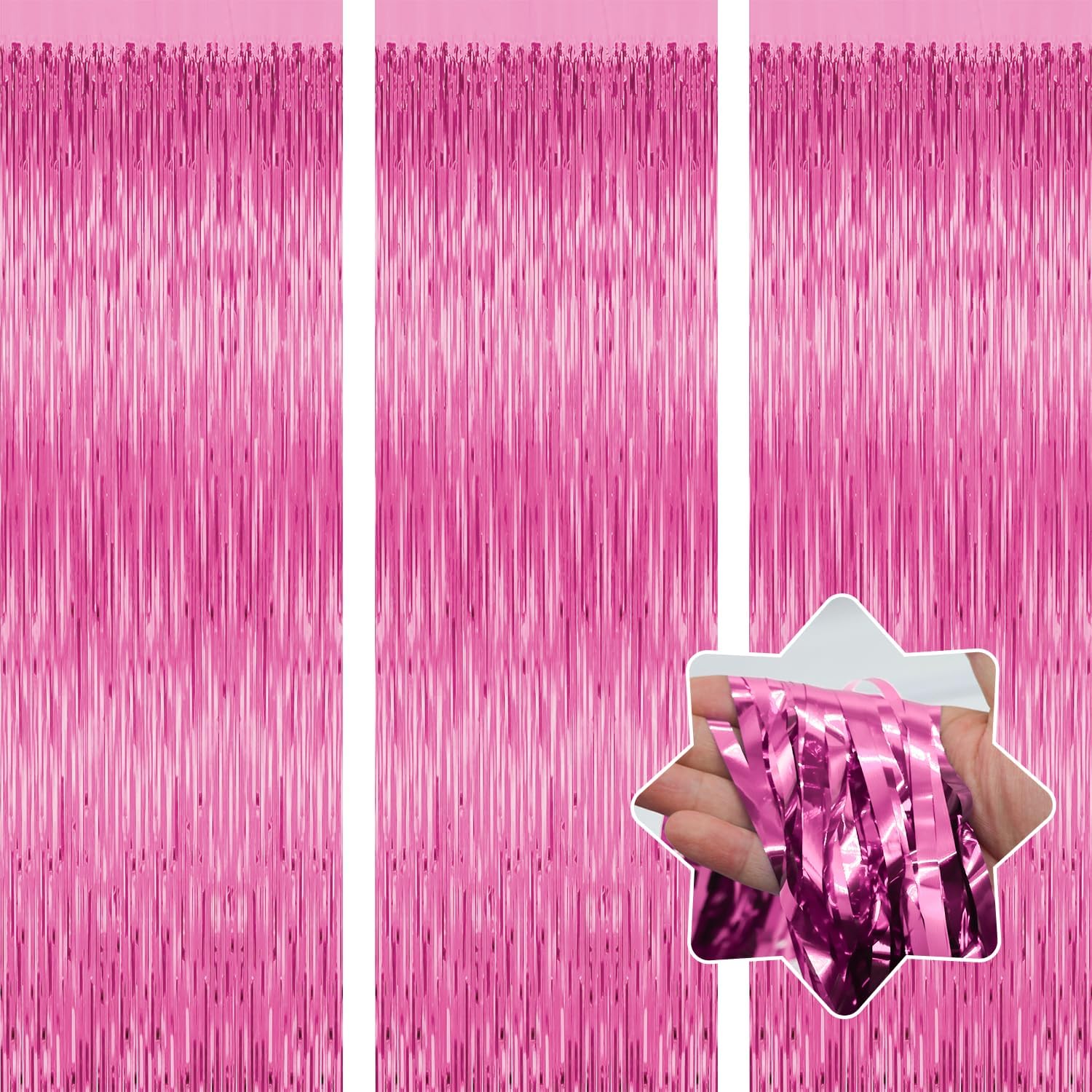 3 Pack Pink Tinsel Backdrop Decorations