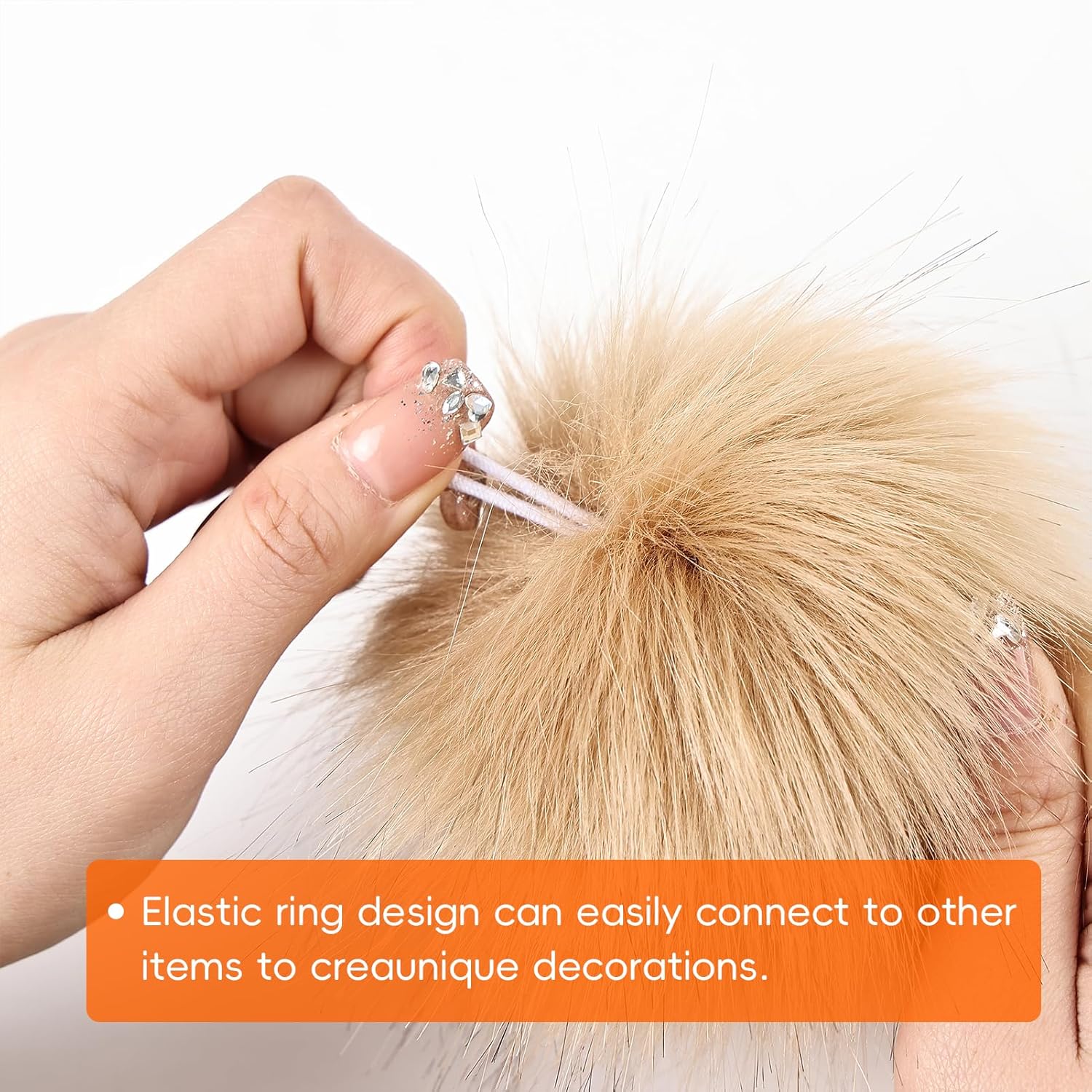 Daieparty 24 Pcs Dark Faux Fur Pom Pom Balls with Elastic Loops