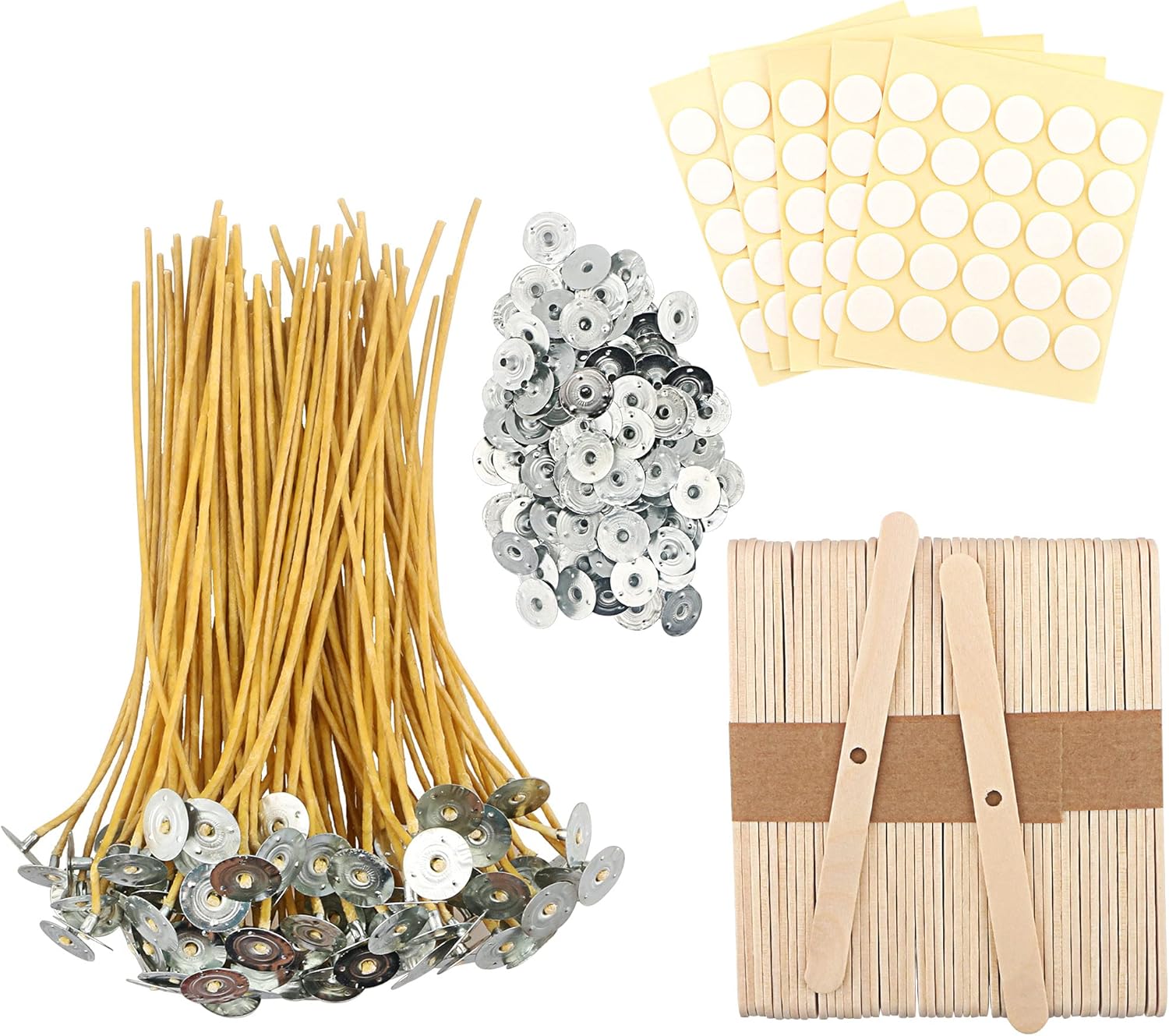 MILIVIXAY 100PCS 10 Inch Hemp Candle Wicks with Tabs and Stickers