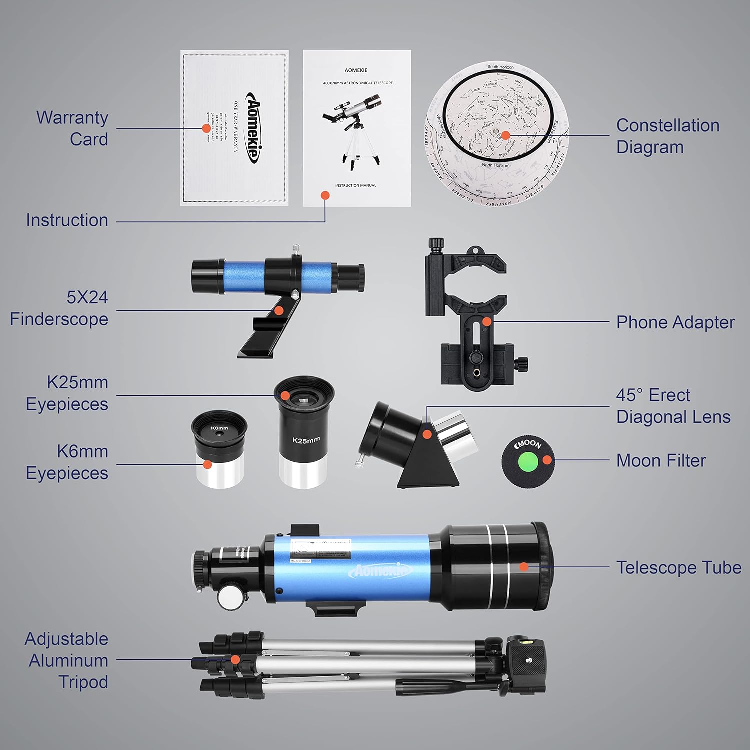 AOMEKIE 40070 70mm Telescope with Tripod and Phone Adapter