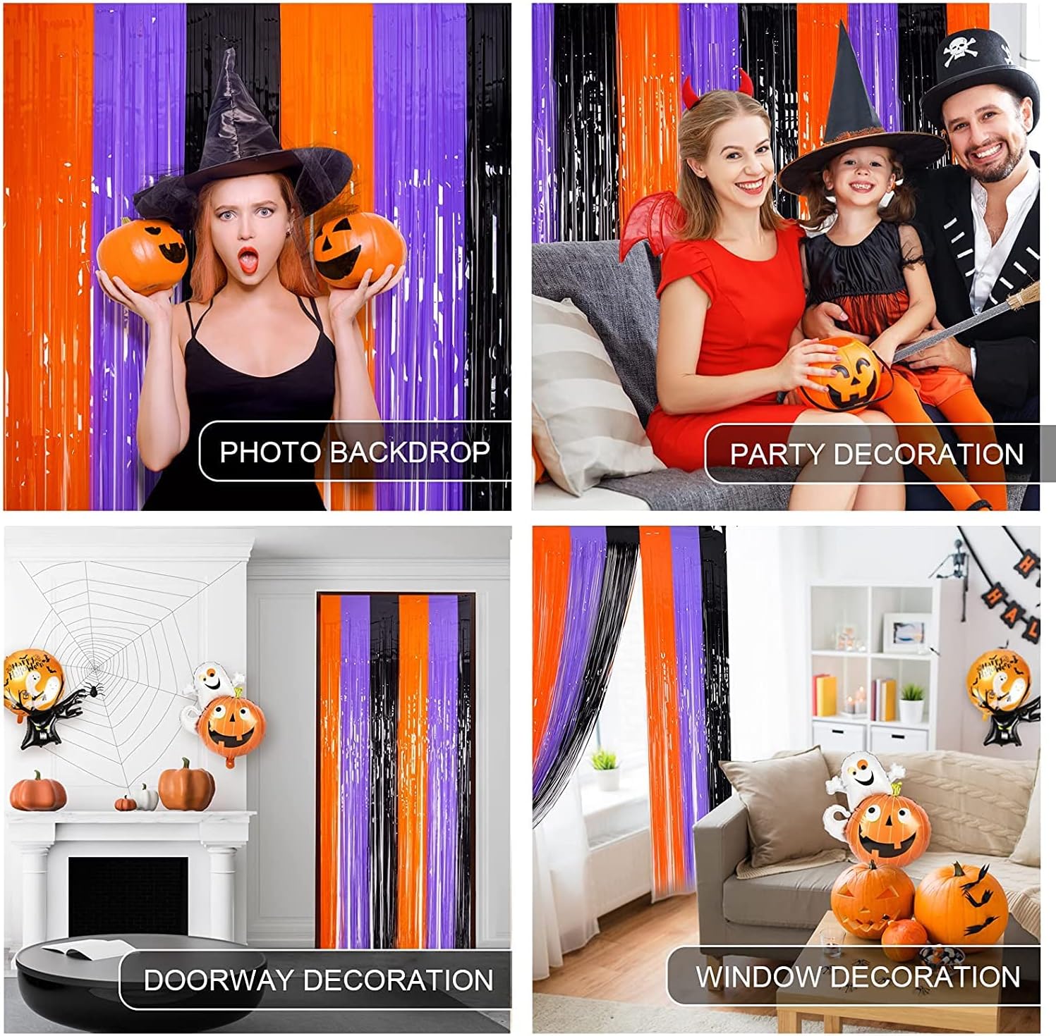 LOLStar 3 Pack Photo Booth Props Halloween Backdrop Curtains