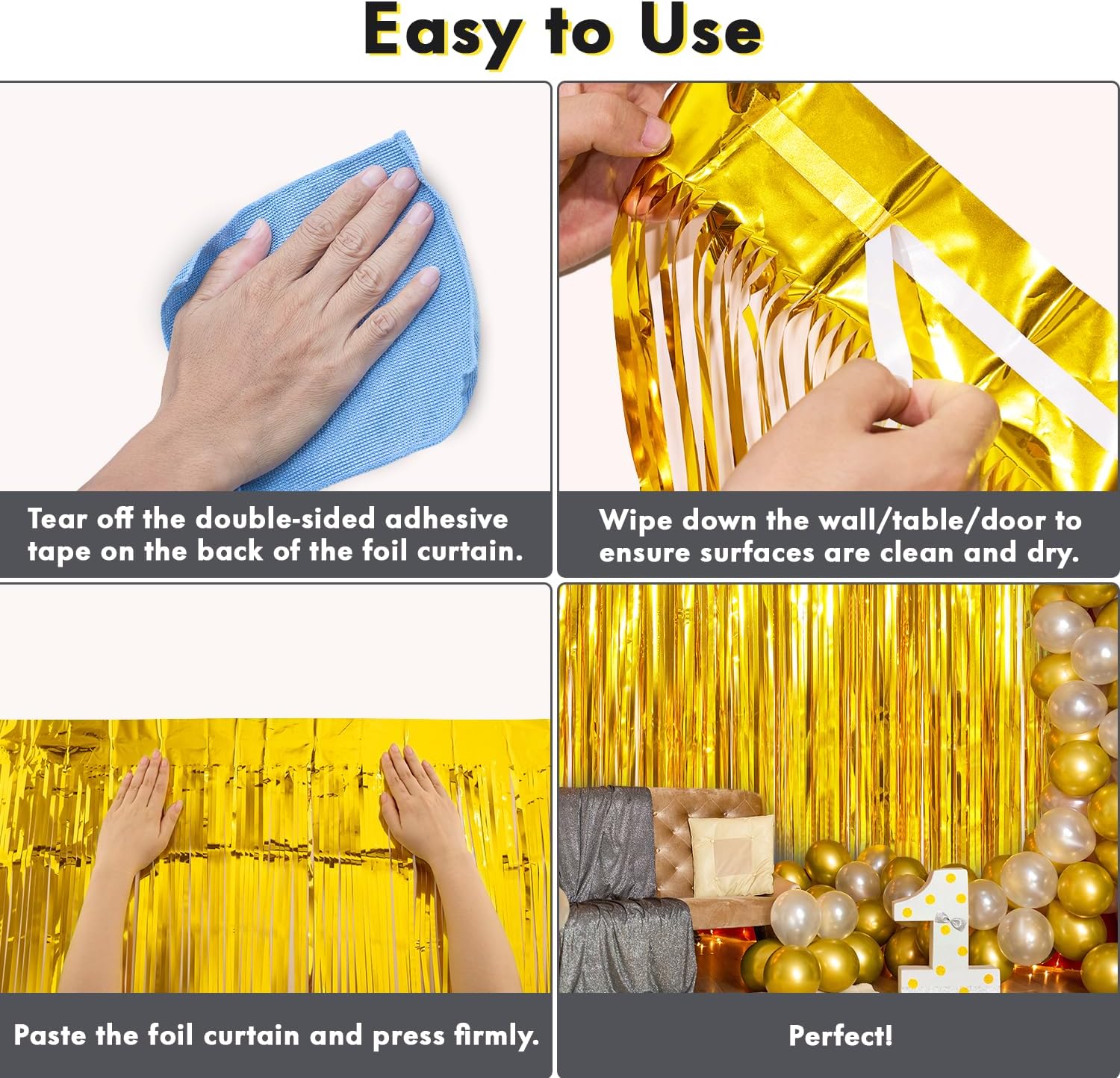 Twinkle Star 2 Pack Gold Photo Booth Backdrop Curtains