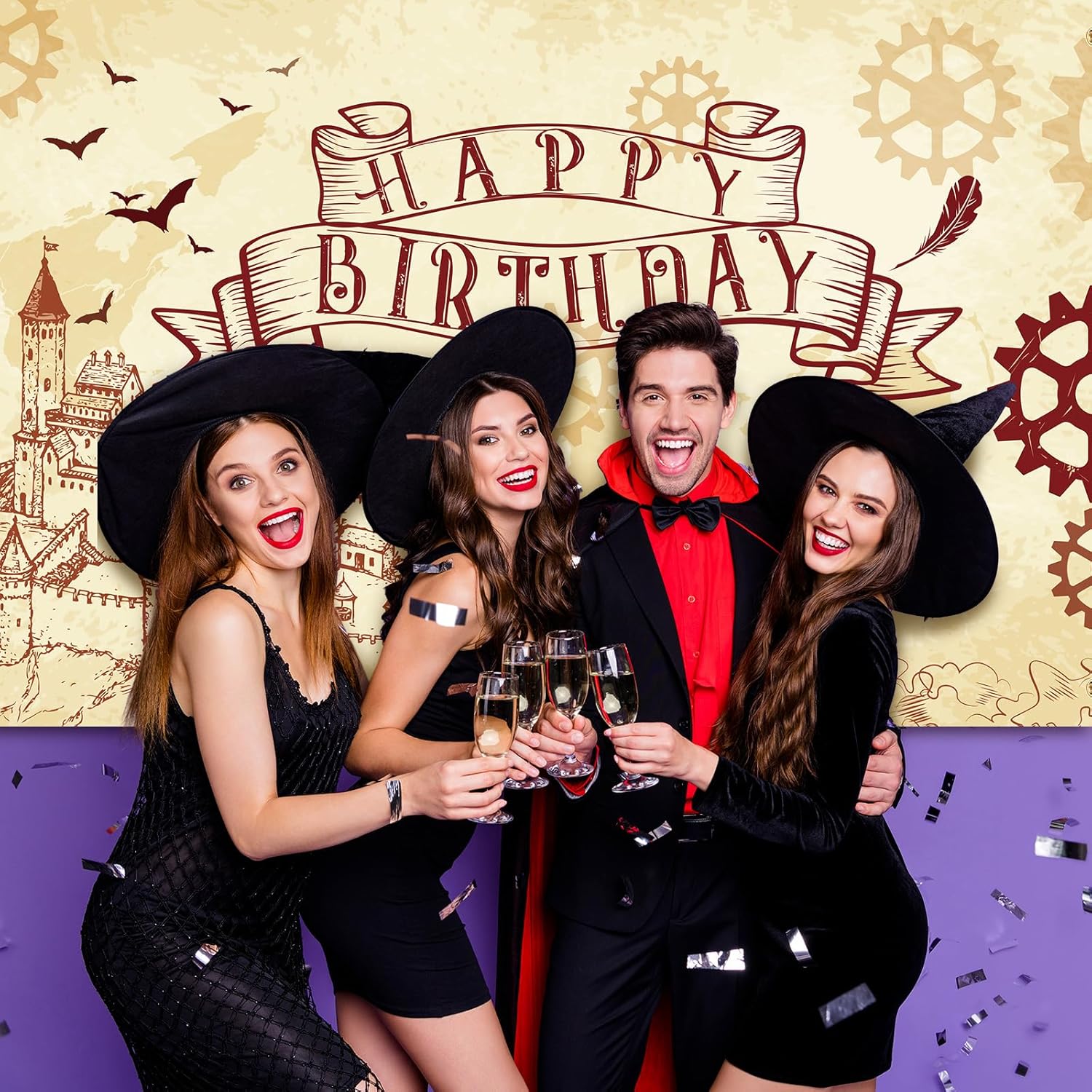 Wizard Party Backdrop Banner Magic School Castle Happy Birthday Decoration