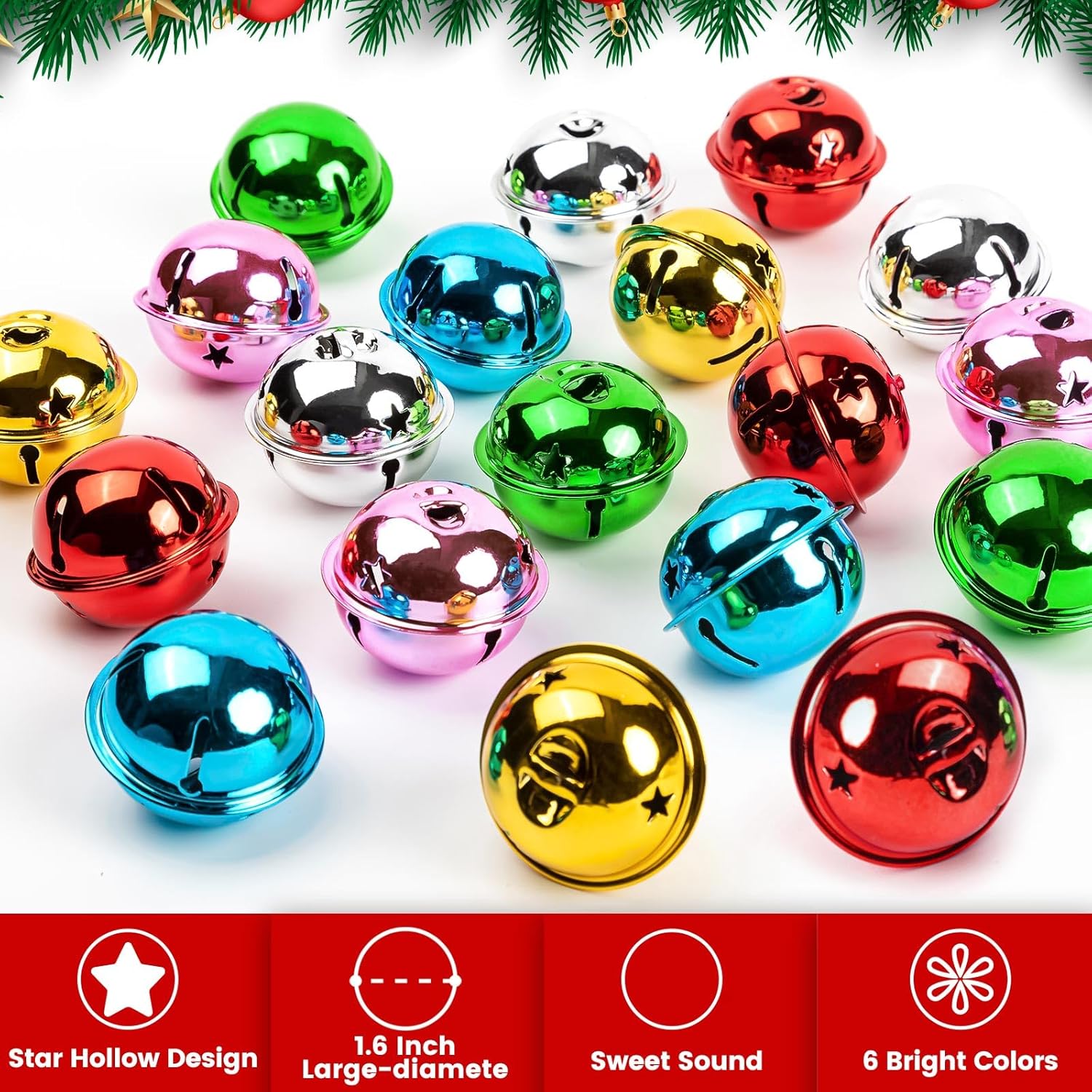 18PCS Large Jingle Bells for Christmas Crafts and Decor