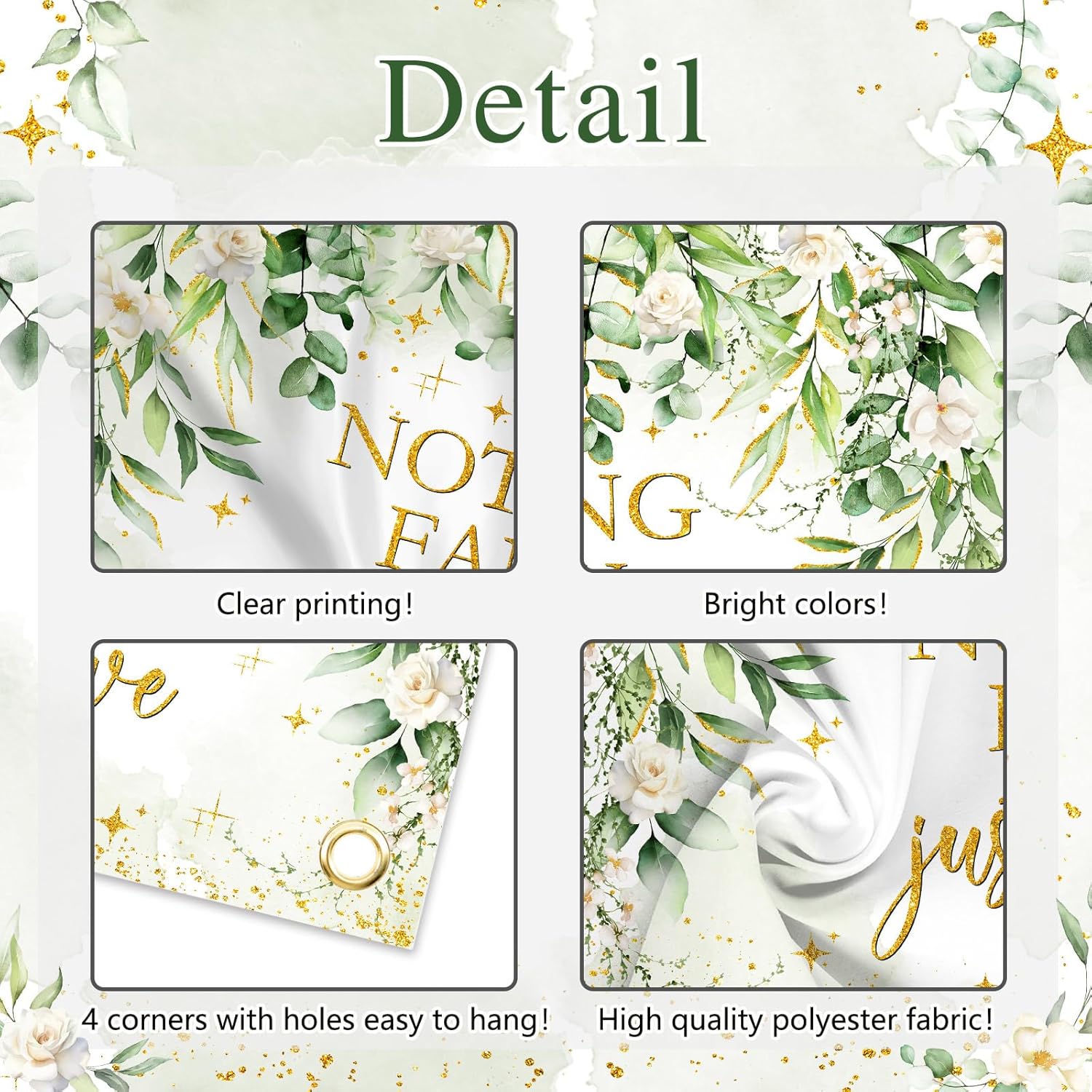 Avezano Nothing Fancy Just Love Sage Green Wedding Shower Banner 6x36ft