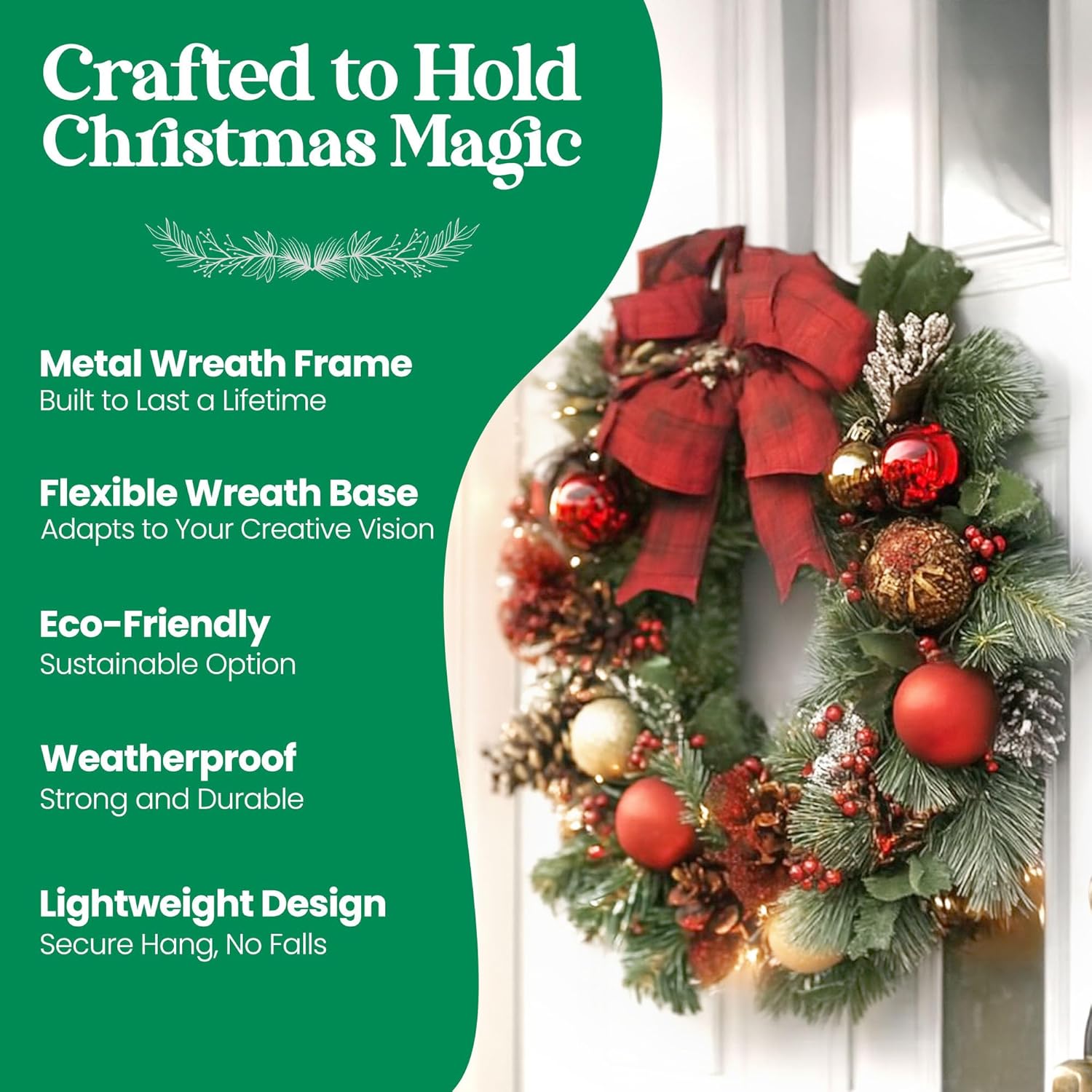 Pack of 5 Dark Green Round Wire Wreath Frames