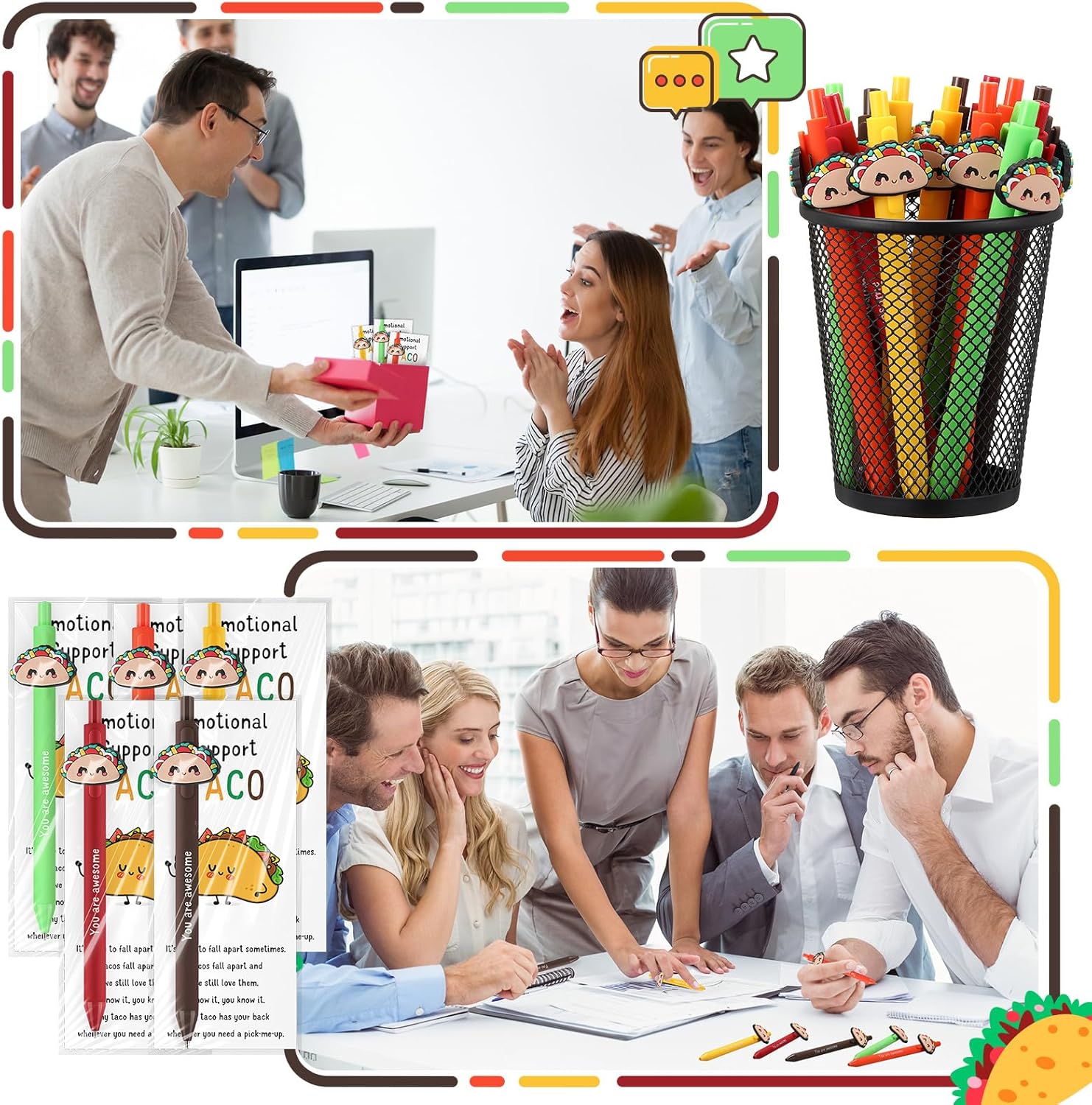 Qilery 25 Piece Emotional Support Taco Pens Gift Set