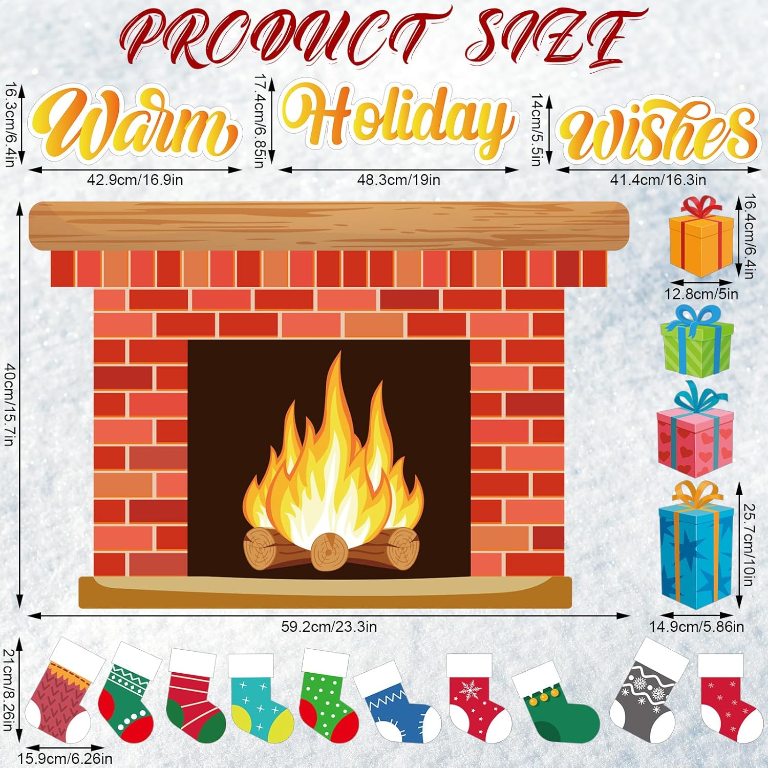 Christmas Bulletin Board with Fireplace and Stocking Cutouts