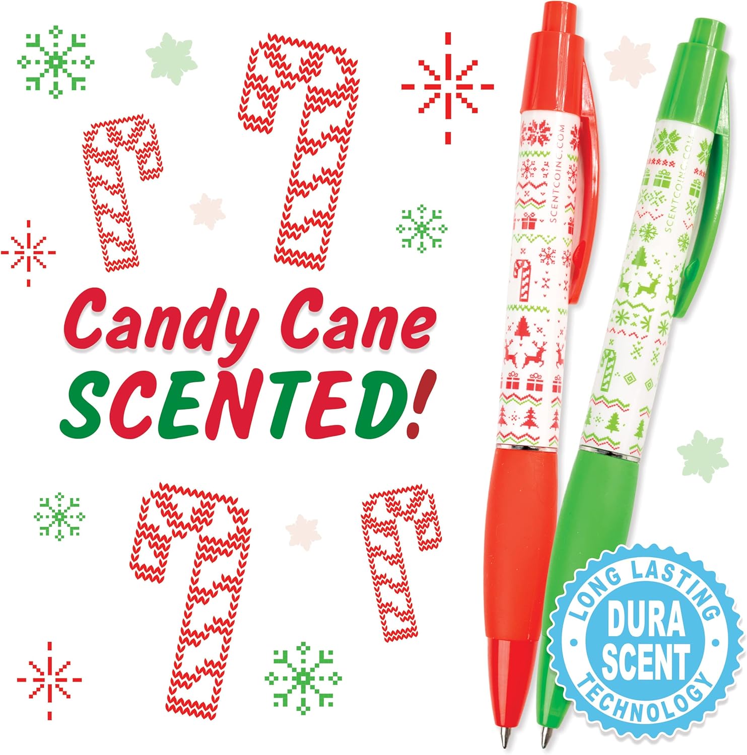 Holiday Smens Candy Cane Scented Gel Ink Pens 6 Count