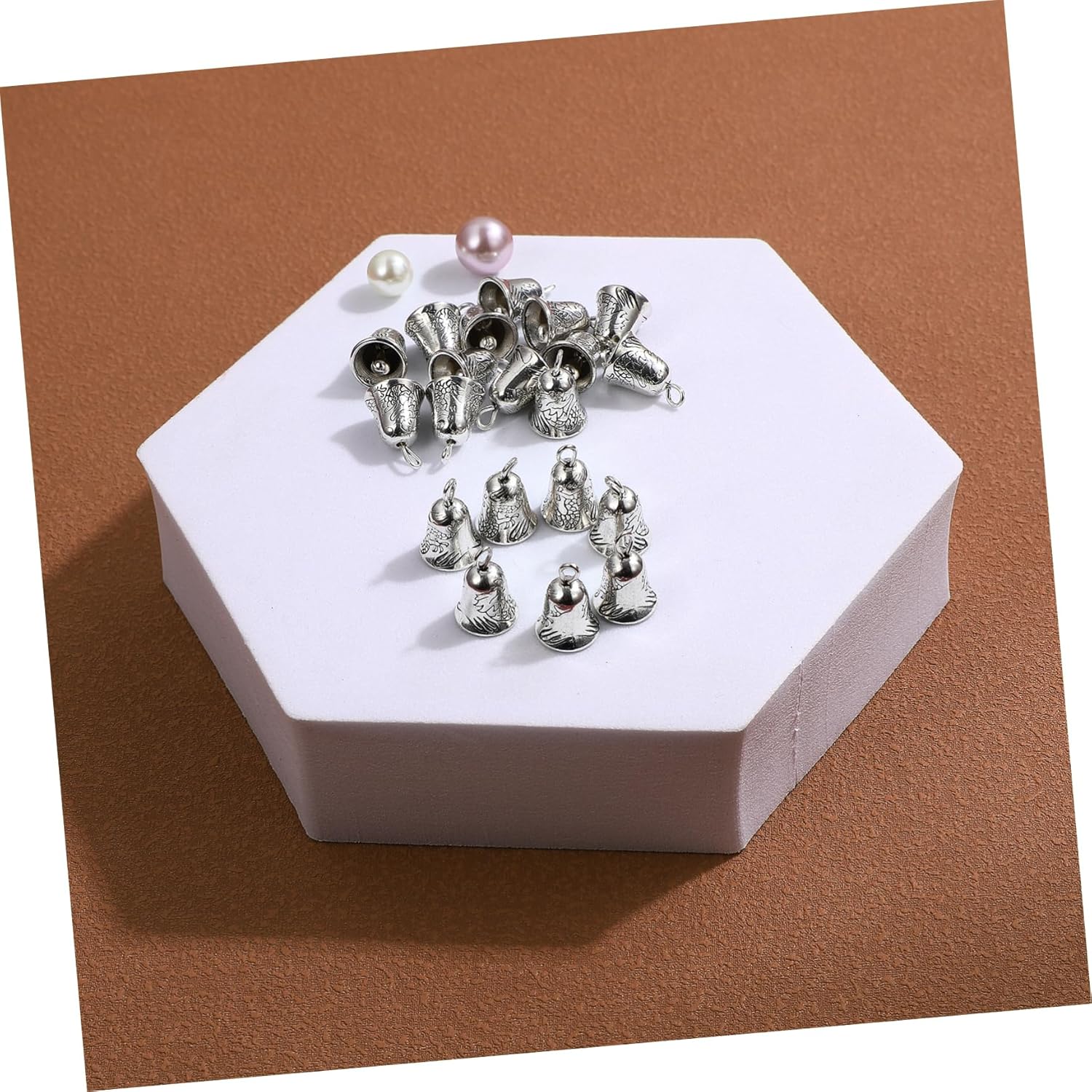 NUOBESTY 20pcs Silver Bells Charms Mini Jingle Bells for Jewelry Crafts