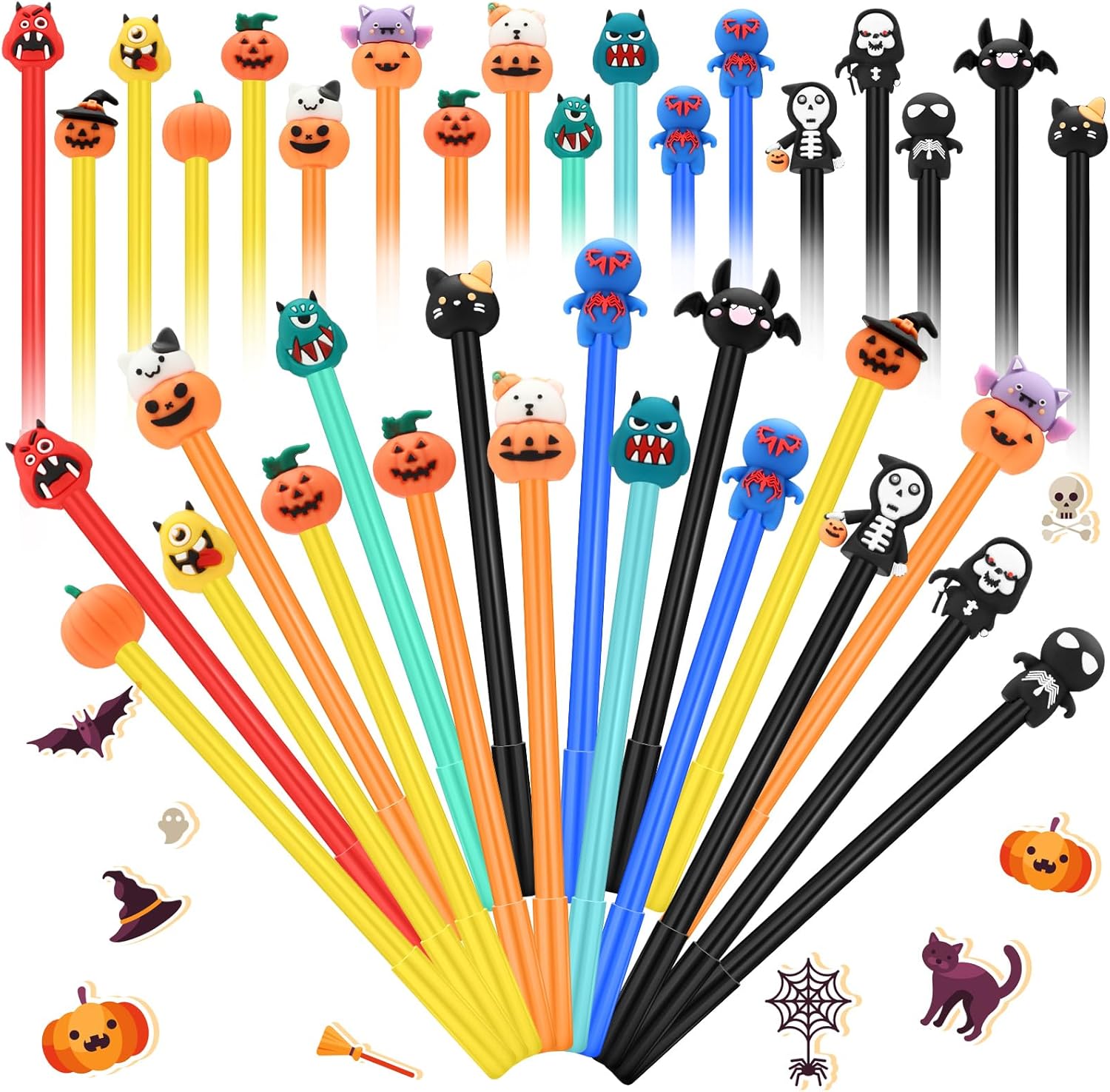 Yeaqee Halloween Gel Rollerball Pens 120 Pack 05mm Cute Cartoon Design