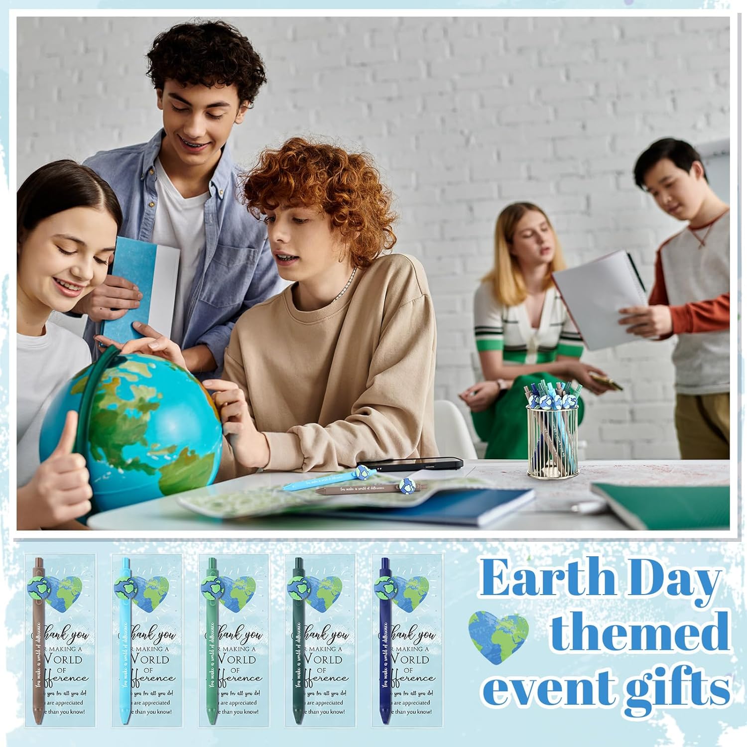 20 Sets Back to School Gift Cute Retractable Globe Pens