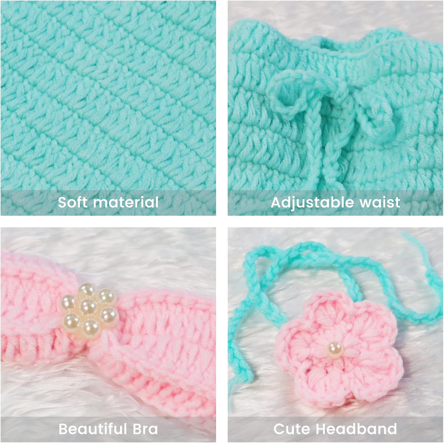 MG House Baby Mermaid Costume Set for Newborn Photography