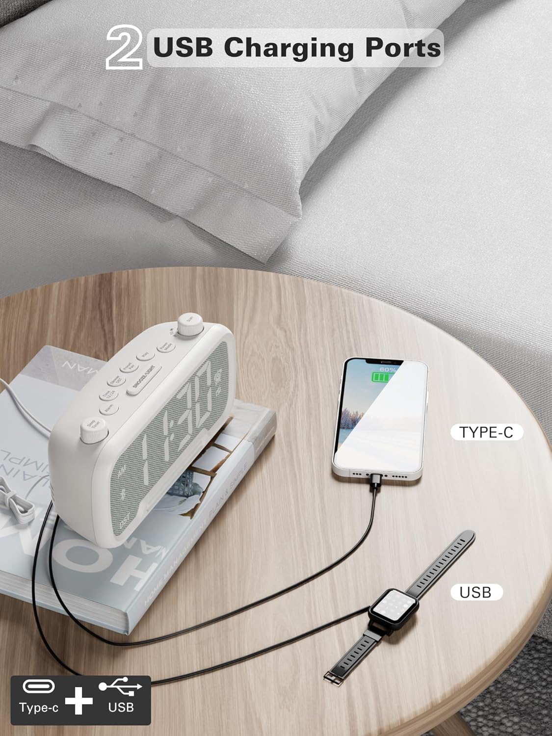 Mesqool Alarm Clock with Bluetooth Speaker and FM Radio