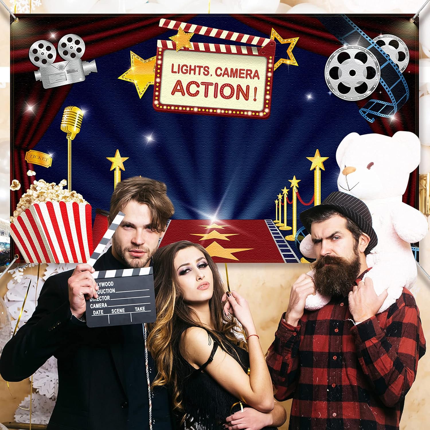 Movie Theme Party Fabric Backdrop - 728 x 433 Inch