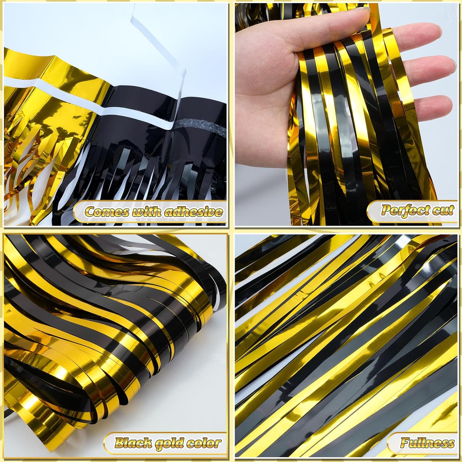 Zachely 6 Pack Graduation Foil Fringe Curtain Backdrop Decorations