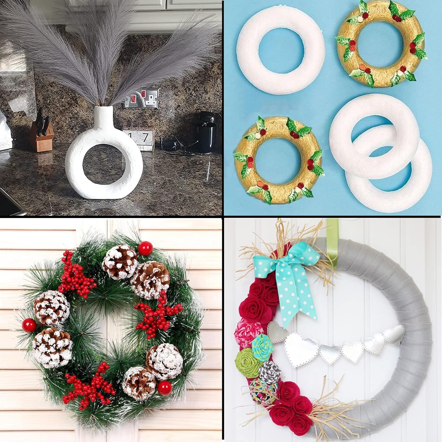 ZOENHOU 3 Pack 12x2 Inch Craft Foam Wreath