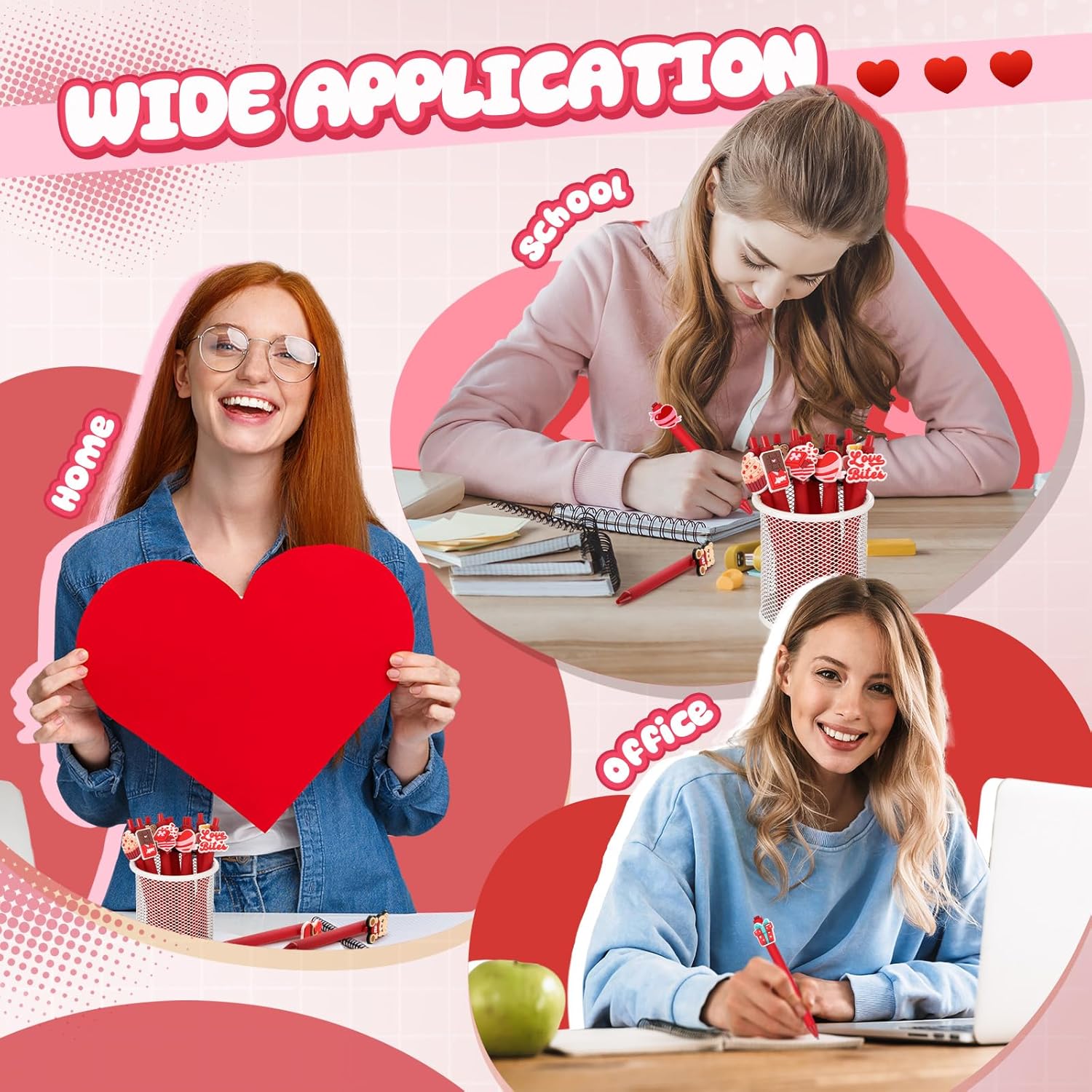 24 Pcs Cute Valentine Pens for Kids and Students