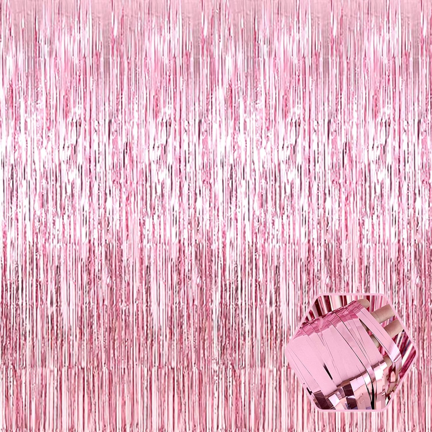 3 Pack Pink Foil Fringe Curtain Backdrop